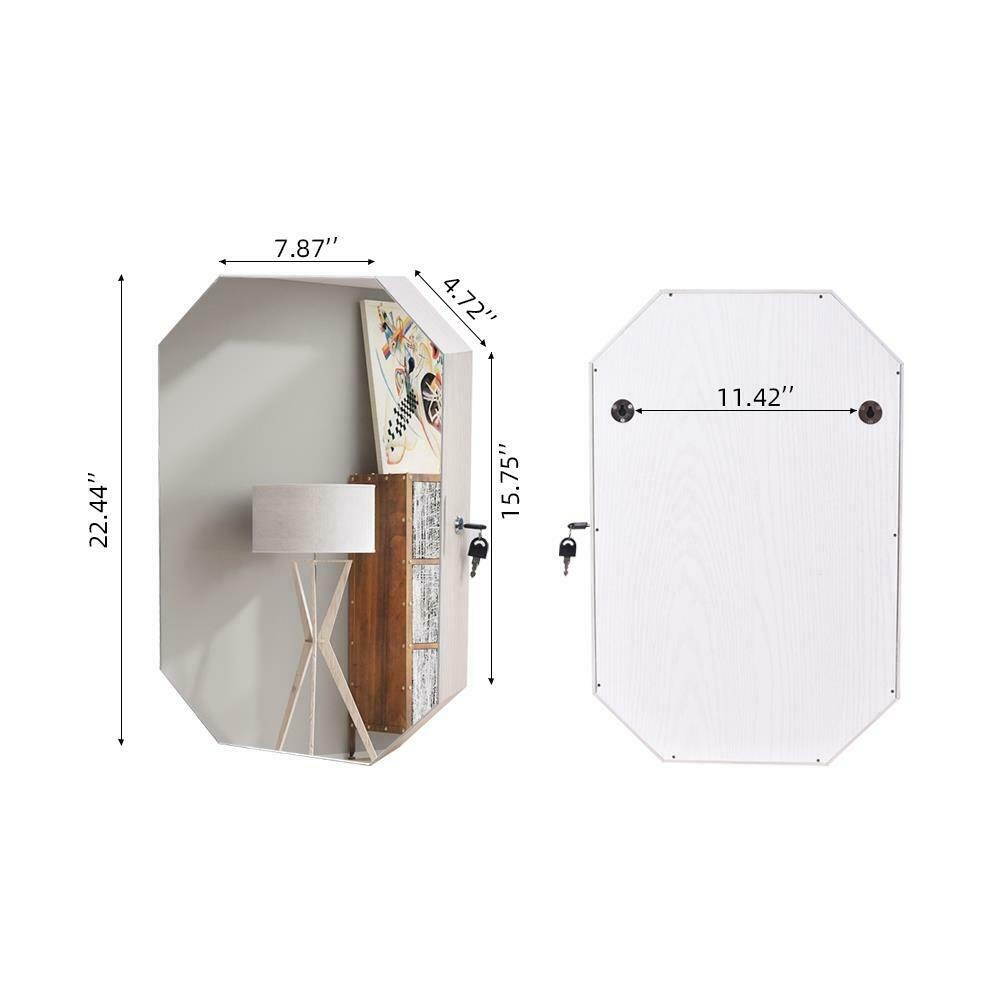 New Wall Mounted Jewelry Cosmetic Armoire Cabinet Organizer Full Bathroom Mirror