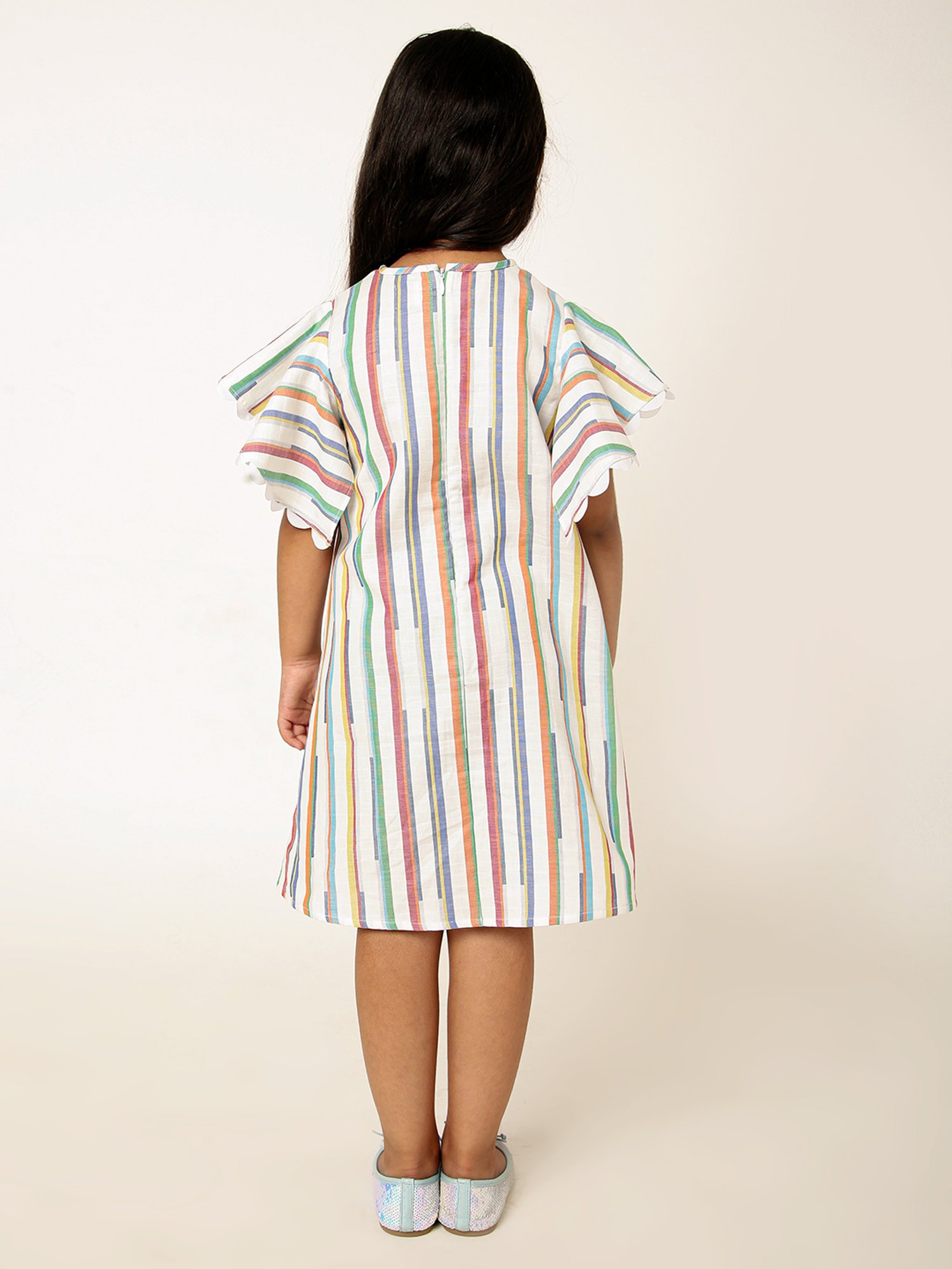 A Little Fable Girls Multicolor Striped Dress
