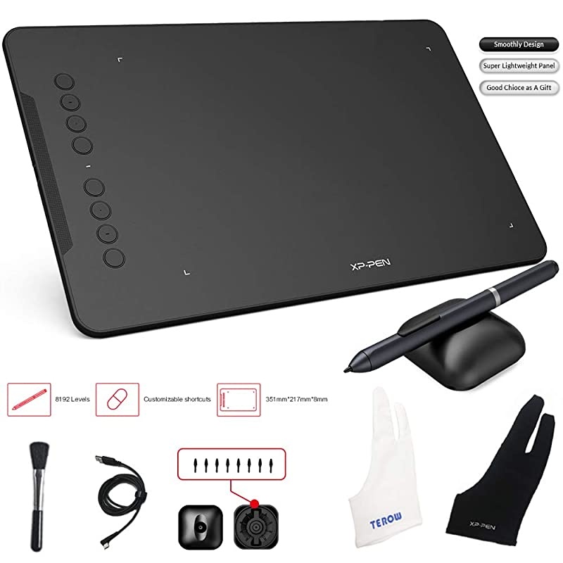 Deco Pro Medium 11x6 Inch Digital Graphics Drawing Tablet Ultrathin Digital Pen Tablet with Tilt Function,8 Shortcut Keys,Battery-Free Stylus 8192 Pen Pressure
