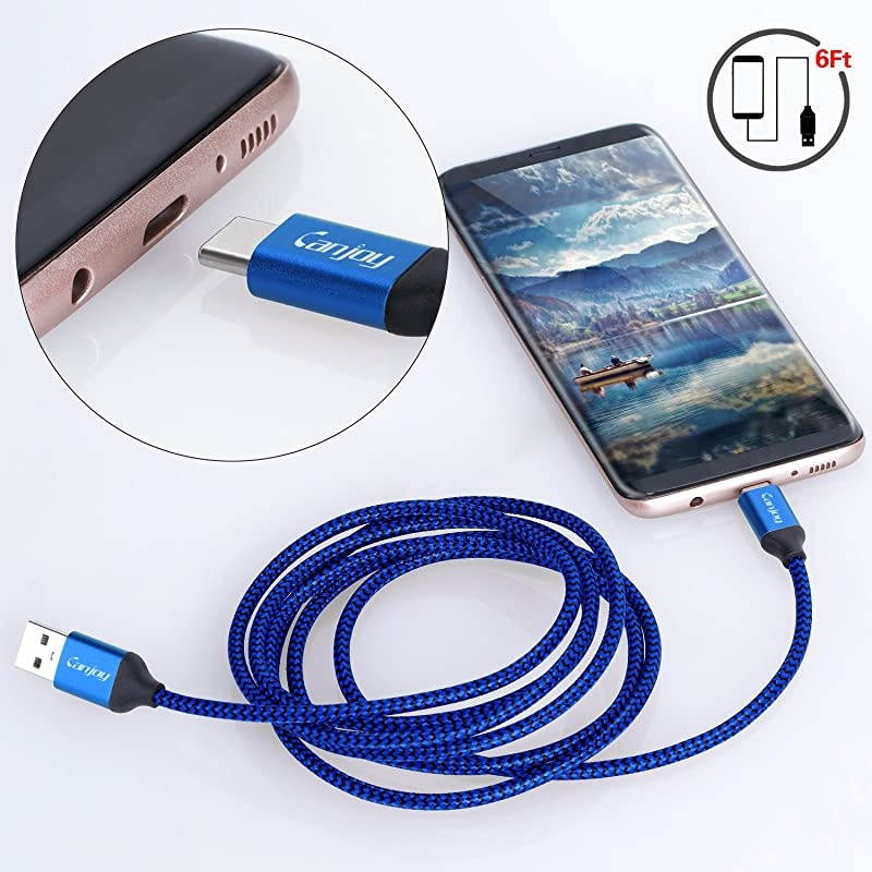 USB Type C Cable,  2 Pack 6ft Braided USB C Cable Fast Charger Cord Compatible with Samsung Galaxy S10 /S10E /S10 Plus,S9 /S9 Plus,S8/S8 Plus,Note 10/9/8
