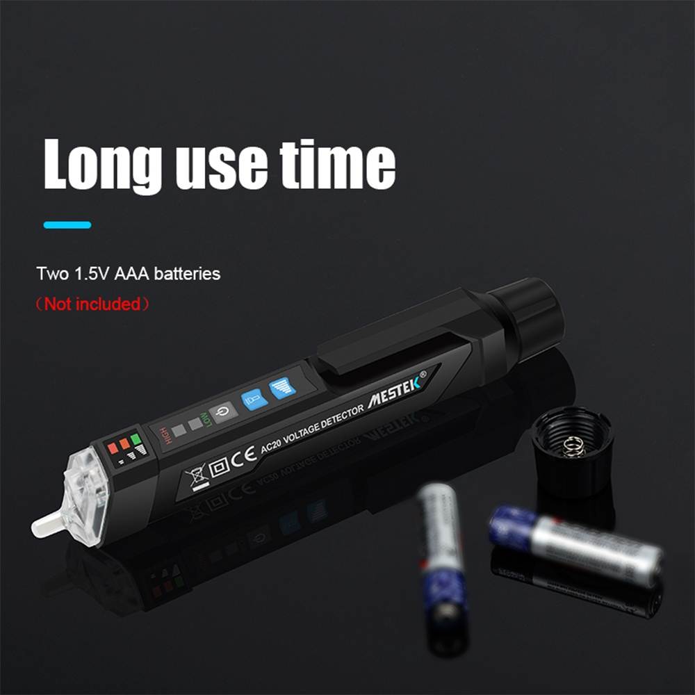 MESTEK AC20 Non-contact AC Voltage Tester Voltage Detector Test Pencil Non-contact AC Voltage Test Pencil NCV Tester Electricity Detector with Flashlight with Adjustable Sensitivity Sound and Light