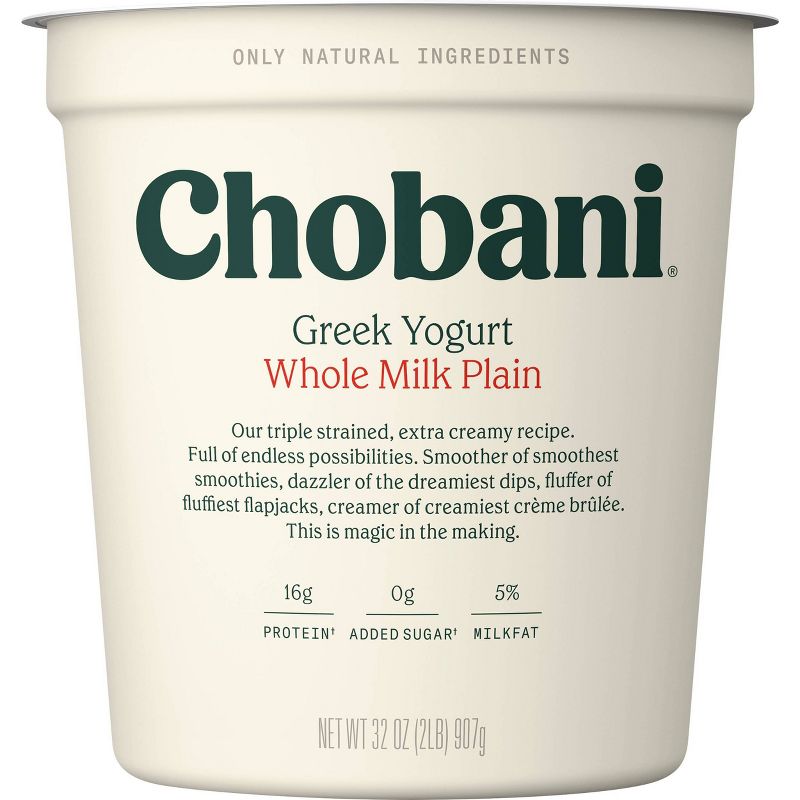 Chobani Whole Milk Plain Greek Yogurt - 32oz