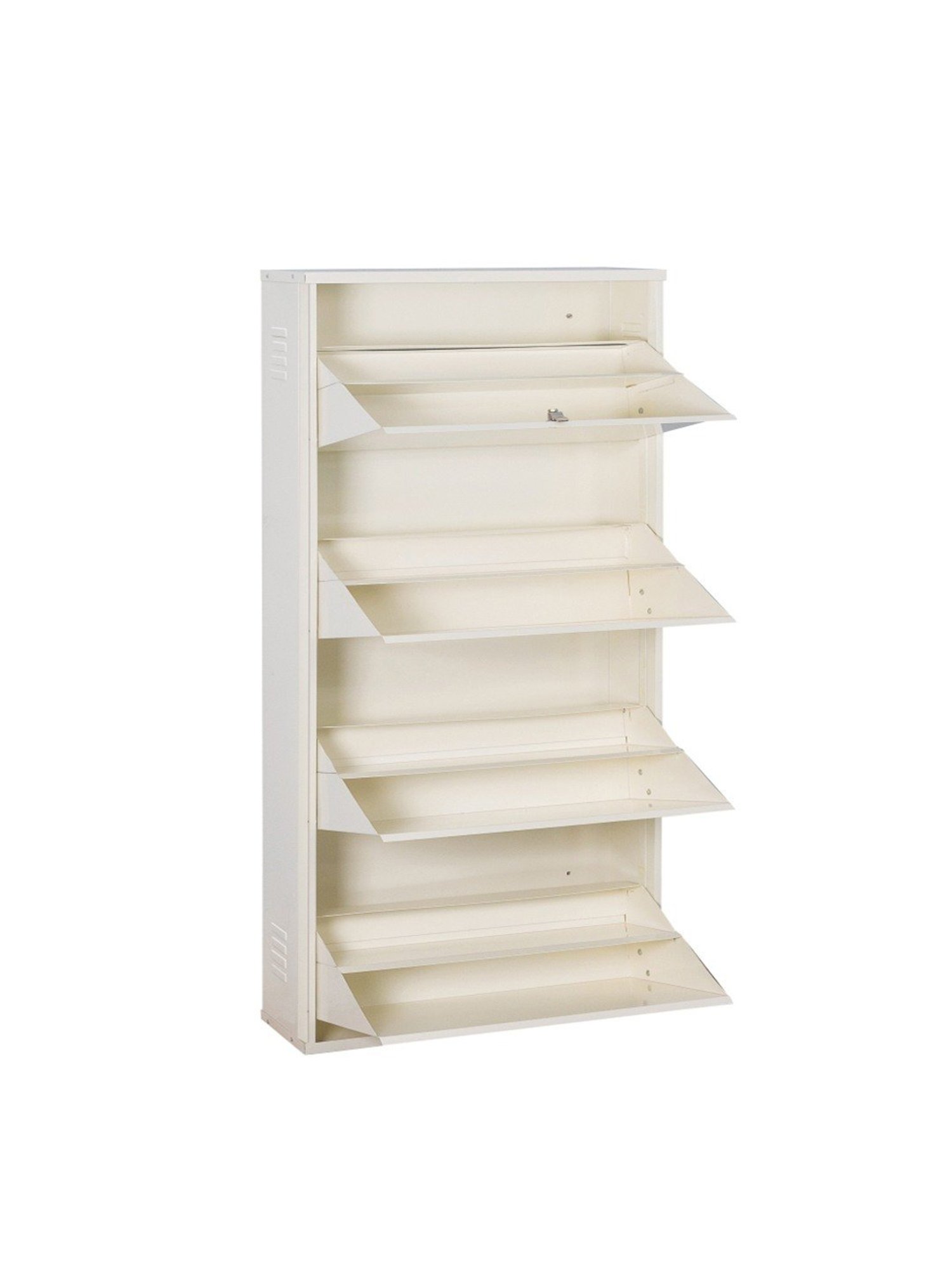 Delite Kom Metal Shoe Rack - 24" 10 Shelf, Double Decker, Ivory, PowderCoat, Wall Mount, DIY