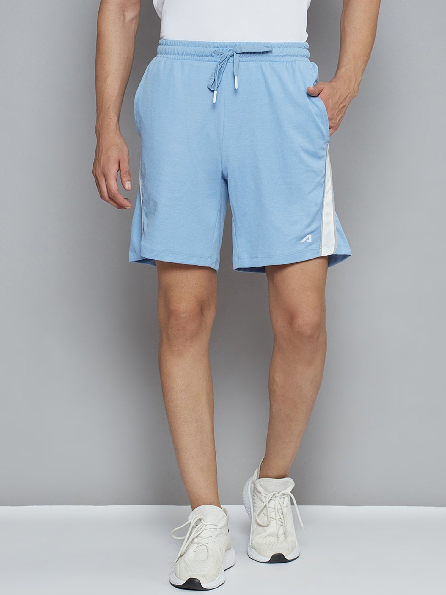 Adidas White Regular Fit Striped Sports Shorts