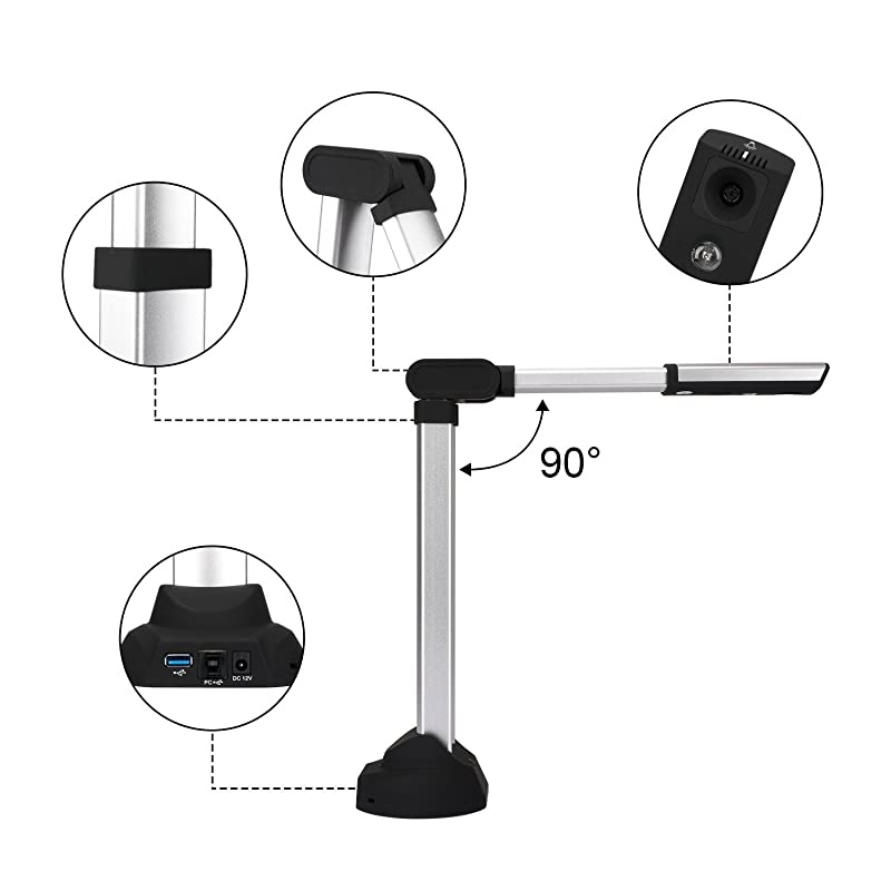 Document Camera with HD CMOS Sensor and OCR Function Time Shooting for Office Classrooms Labs Meeting Room Shooting for Office Classrooms Labs Meeting Room