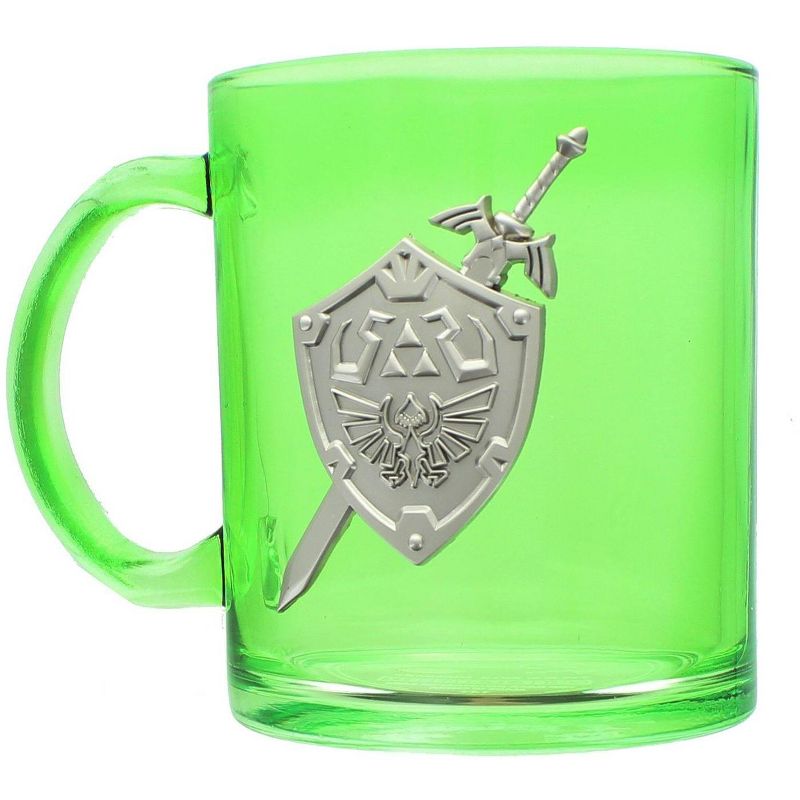 Just Funky The Legend of Zelda Hylian Shield 16oz Green Glass Coffee Mug