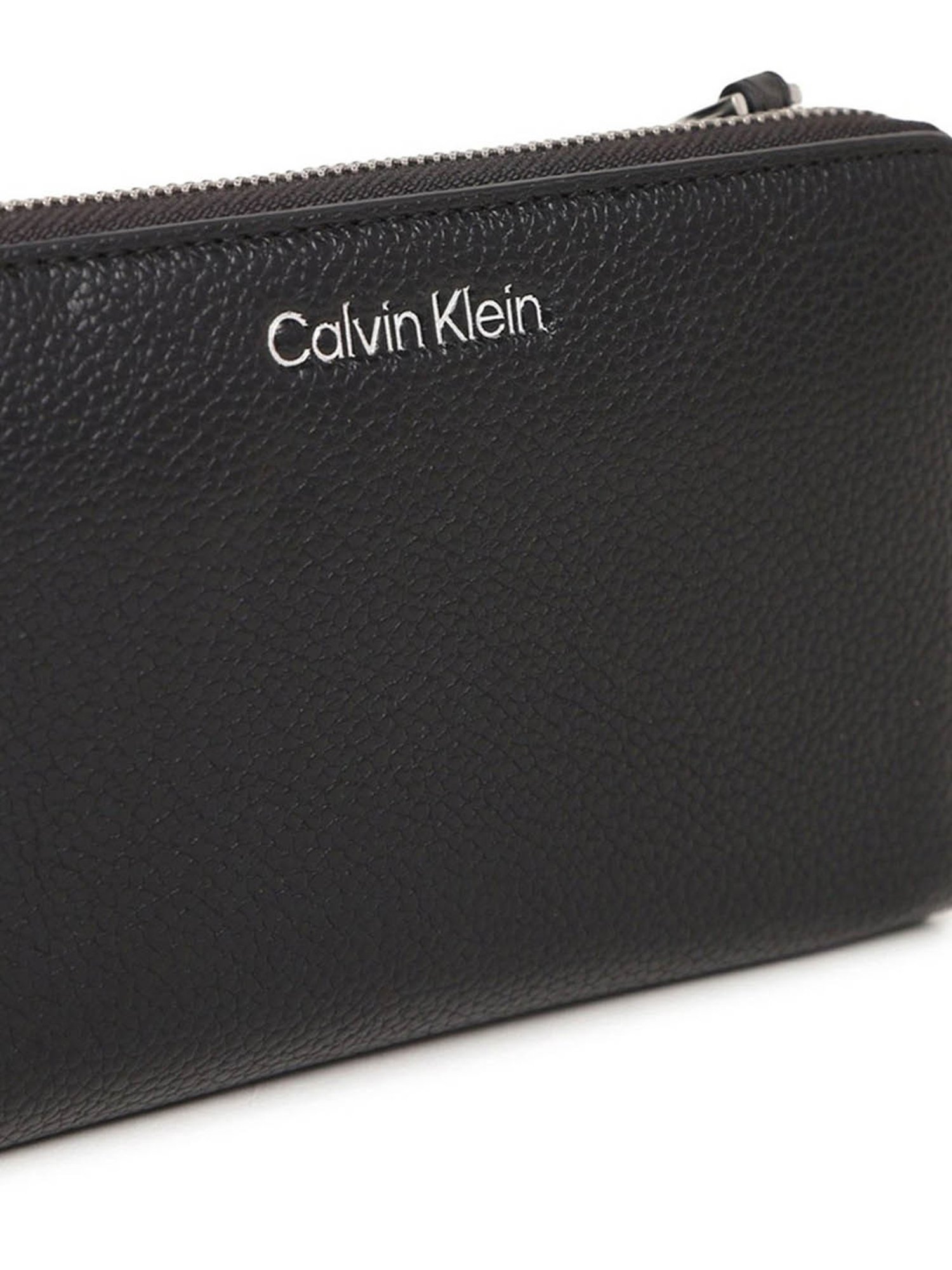 CALVIN KLEIN Black MARBLE Zip Around Wallet