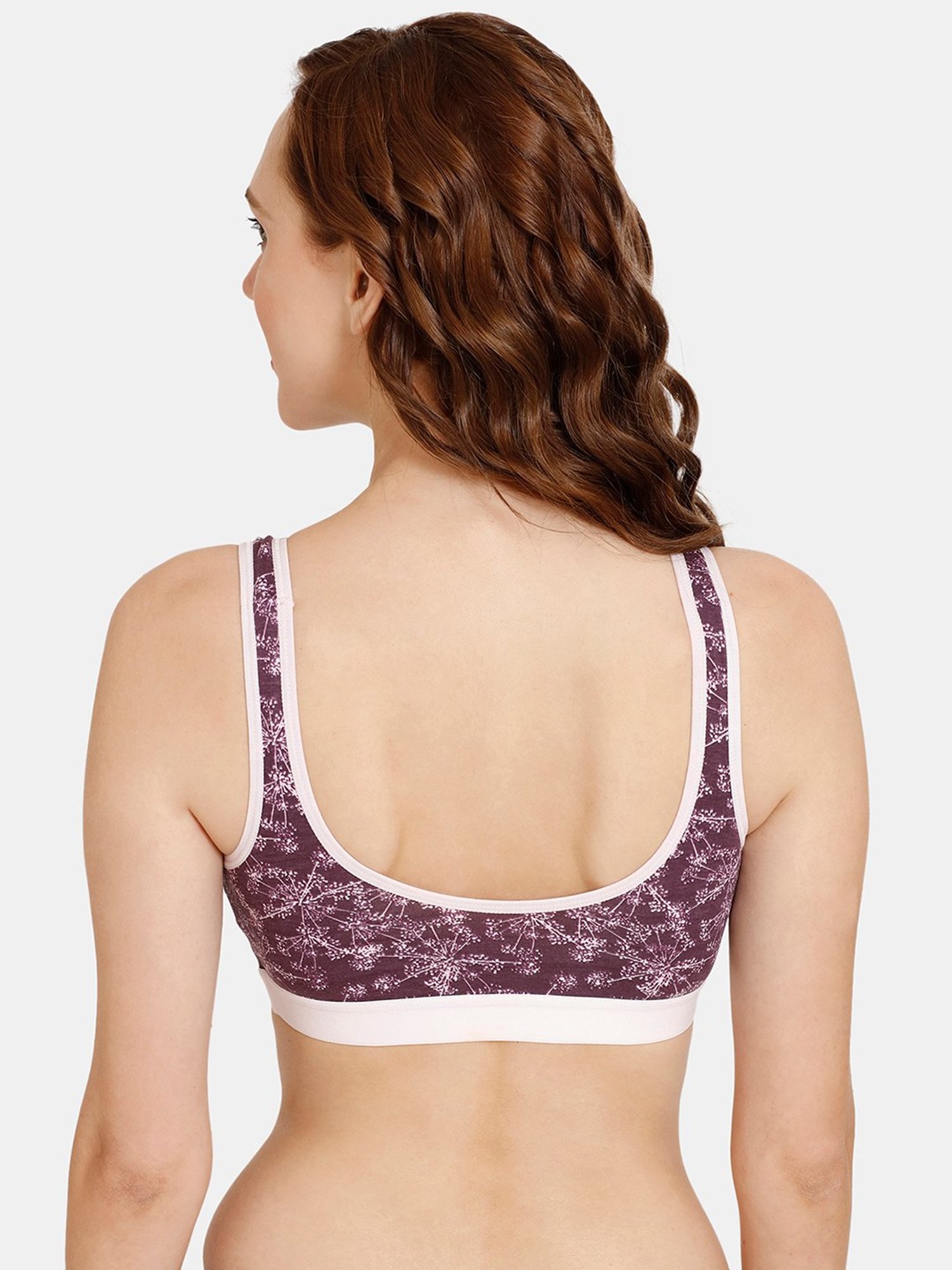 Rosaline by Zivame Purple Printed Half Coverage Double Layered Bralette