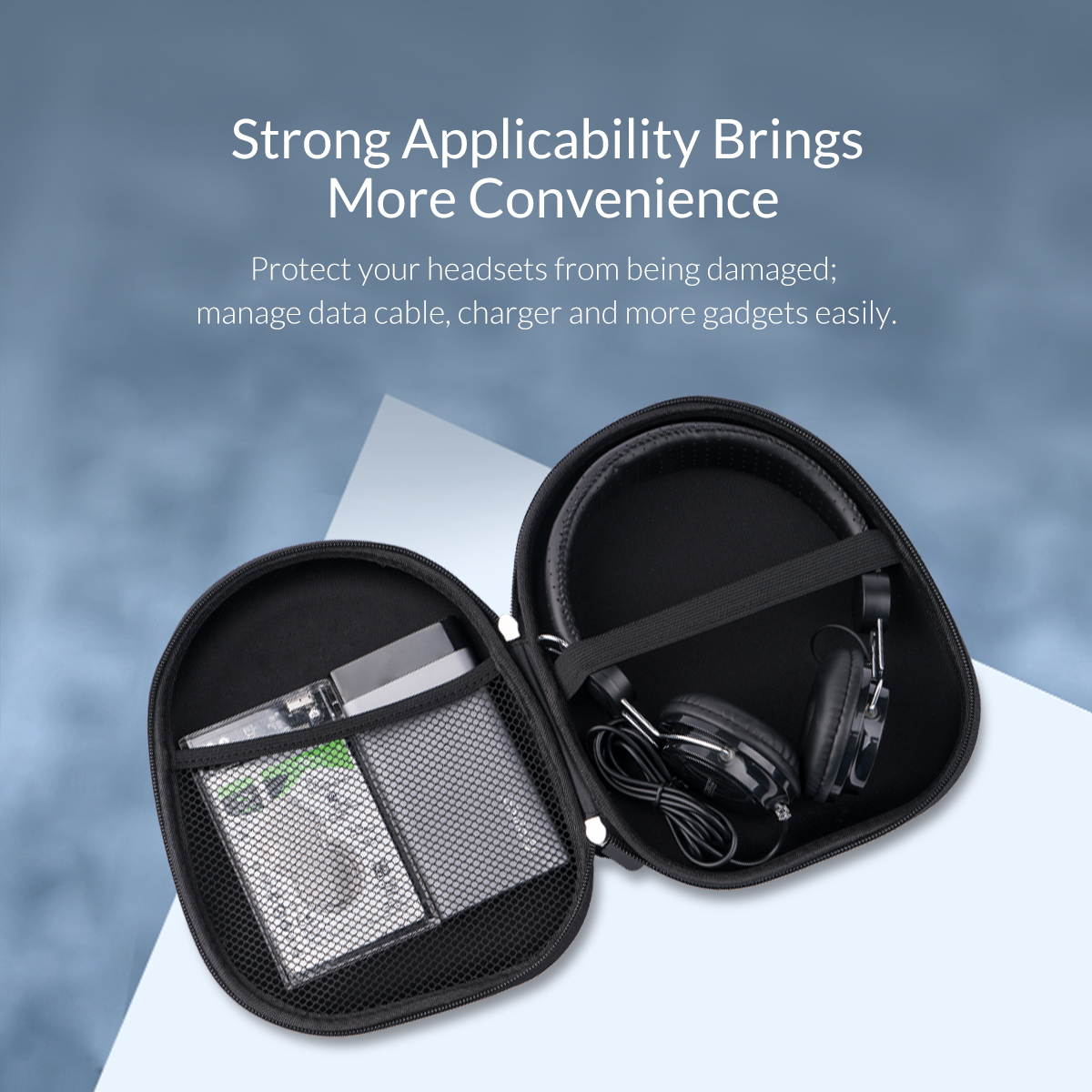 ORICO Waterproof Headset Carry Pouch Box Headphone Case Bag Storage Collector  Anti-Shock, Anti-Slip, Card Pocket For Sony, For Base, For Sennheiser Headphone Carry Hard Case