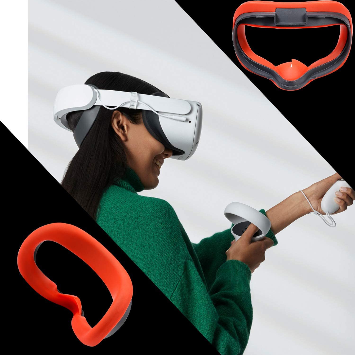 Newest VR Silicone Interfacial Cover for Oculus Quest 2 Face Protect Skin Sweatproof Lightproof Anti-Leakage