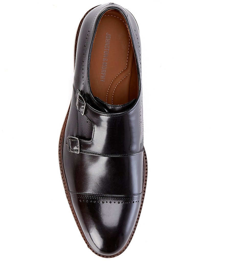 Johnston & Murphy Men's Sayer Cap Toe Double Buckle Monk Strap Dress Shoes