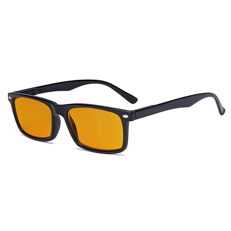 Nighttime Blue Light Blocking Reading Glasses Men Women with Orange Tinted Filter Lens Computer Glasses Black