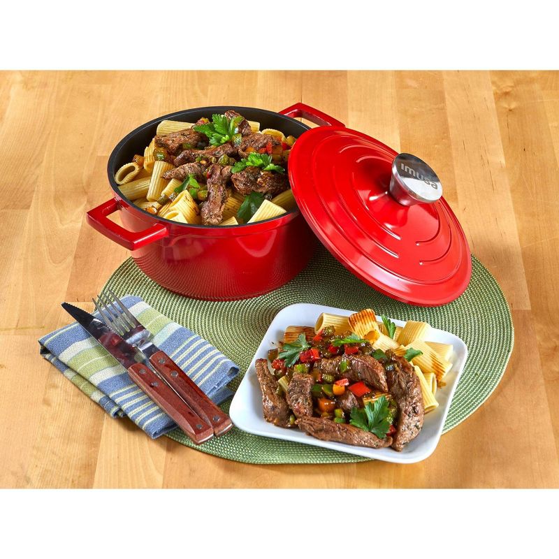 Imusa 5qt Red Cast Aluminum Dutch Oven with Lid