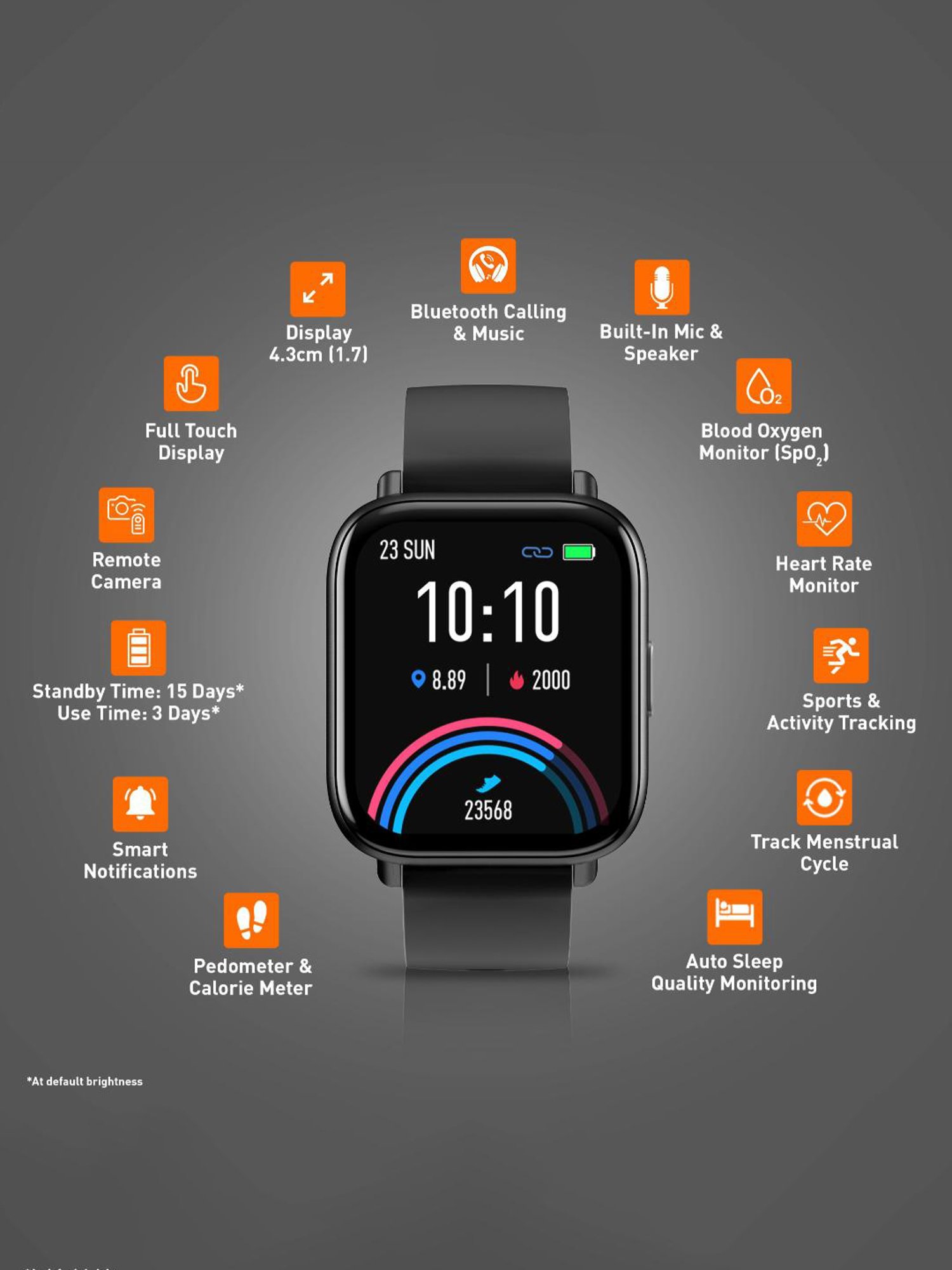 Gionee STYLFYT-AI BT Calling Smartwatch with 1.69 Inch Full Tocuh Display (Matte Black Strap)