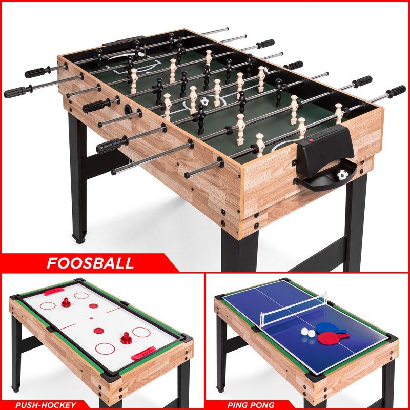 Best Choice Products 2x4ft 10-in-1 Combo Game Table Set w/ Pool, Foosball, Ping Pong, Hockey, Bowling, Chess, and More