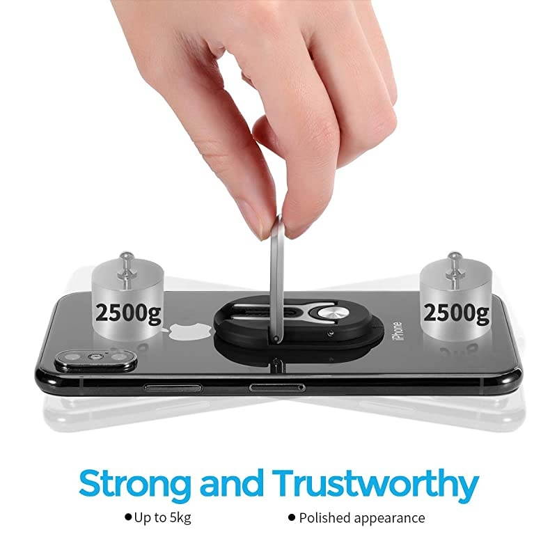 Cell Phone Ring Holder Stand 3 in 1 Universal Air Vent Car Phone Mount and Finger Grip Ring Kickstand 360&deg;Rotation amp 90&deg;Flip Black