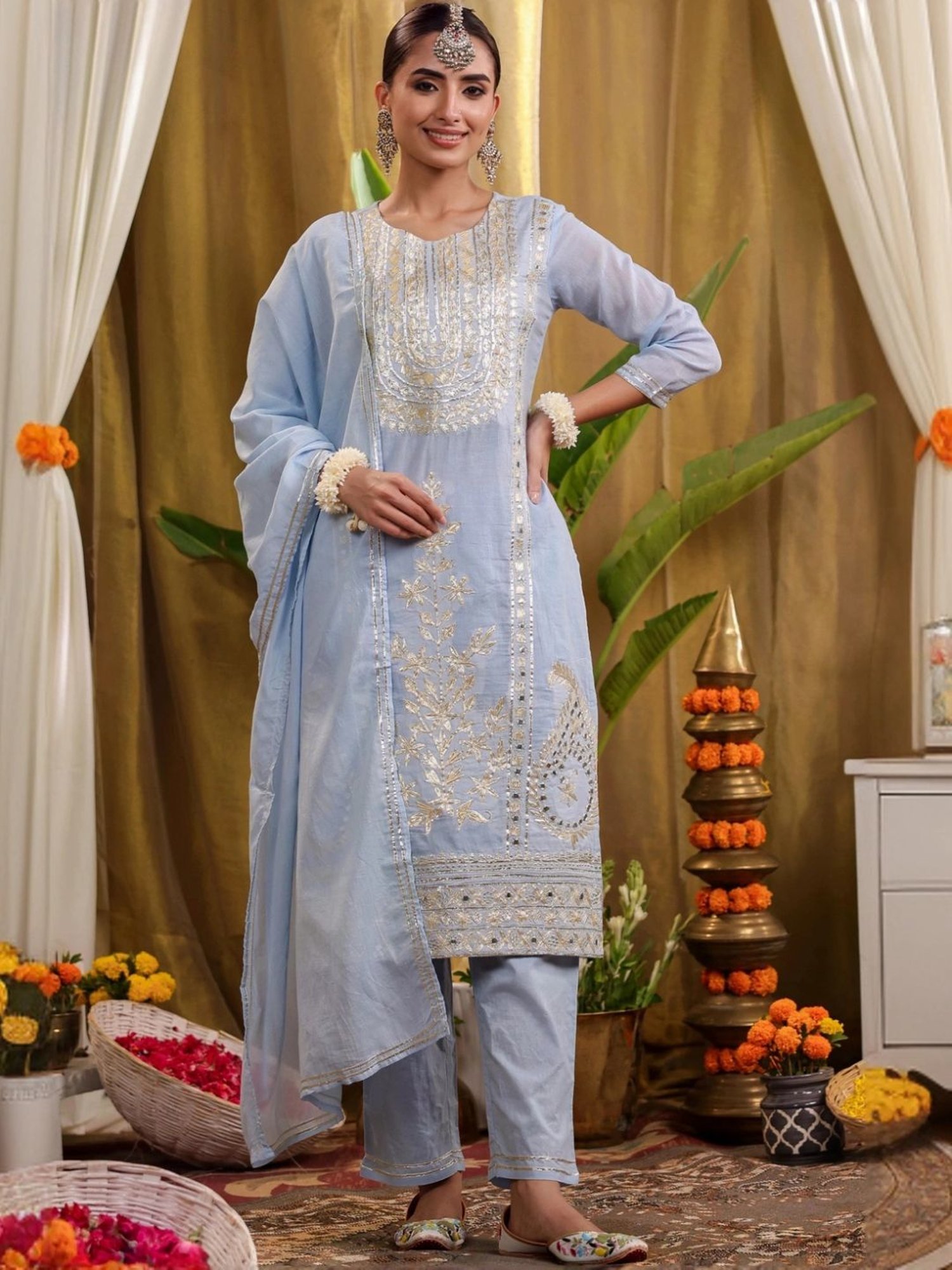 URBAN MYSTIC Black Rayon Embroidered Kurta & Sharara Set