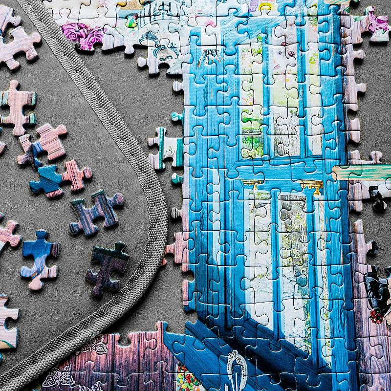 Jumbl 1500-Piece Puzzle Caddy | Portable Jigsaw Puzzle Mat, Organizer, Storage & Travel Case with Non-Slip Felt Surface, [2] Removable Panels for Sorting, Easy Velcro, Folding Design & Carry Handle