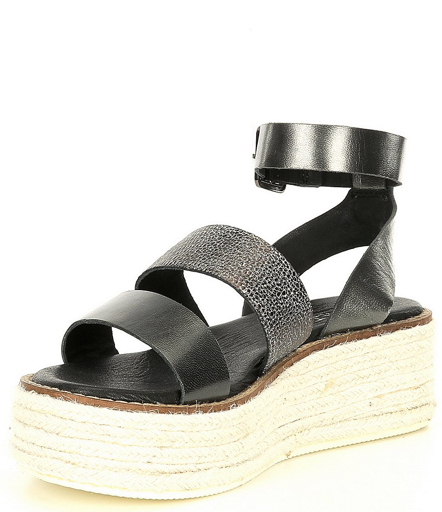 Diba True Day Line Leather Ankle Strap Espadrille Wedges