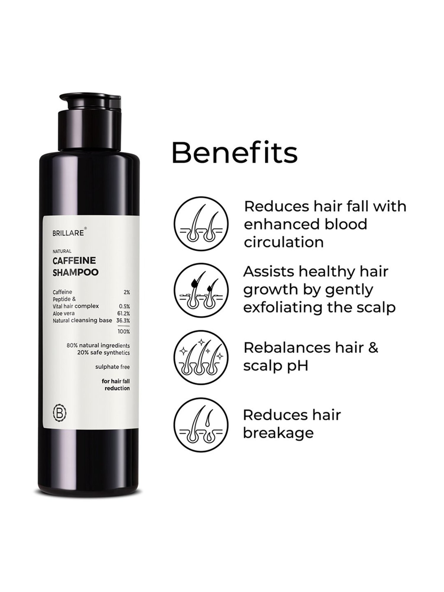 Brillare Natural Caffiene Shampoo - 200 ml