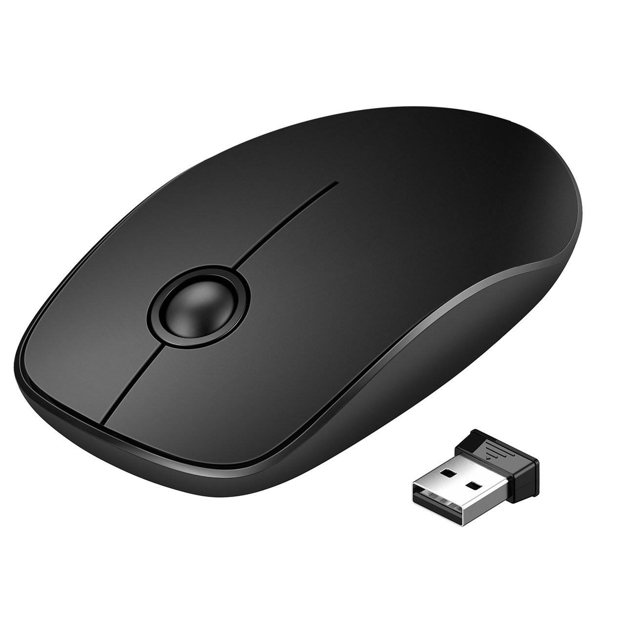 2.4G Slim Wireless Mouse with Nano Receiver, Multi-Function wireless mouse, Noiseless and Silent Click with 1600 DPI, Slim and lightweight design for PC, Laptop, Tablet, Computer, and Mac, Black