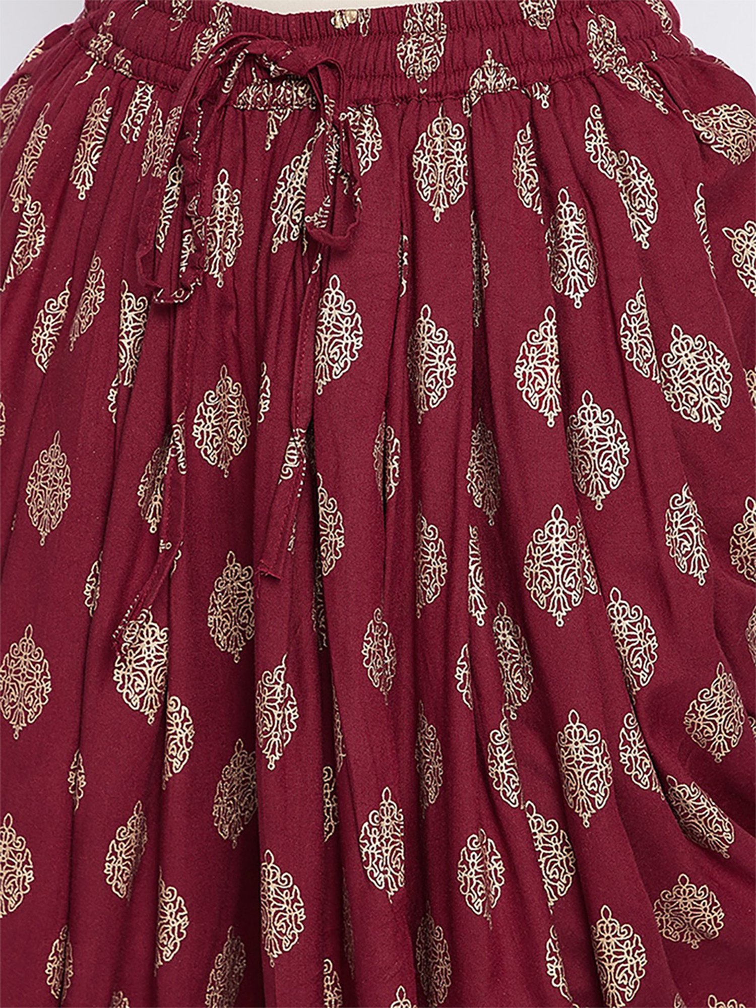 Castle Maroon Printed Dhoti Pants