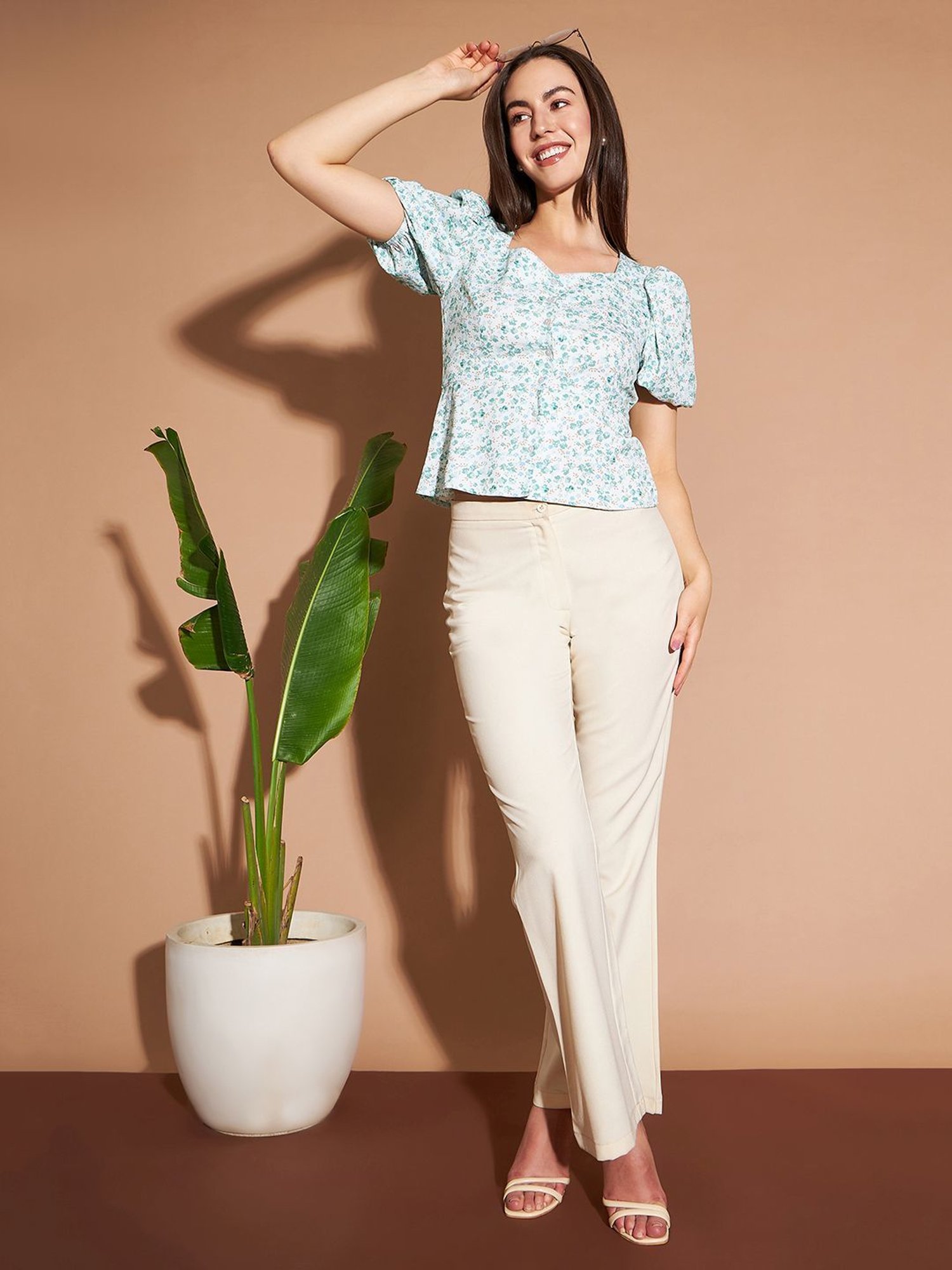 Marie Claire Green Printed Top