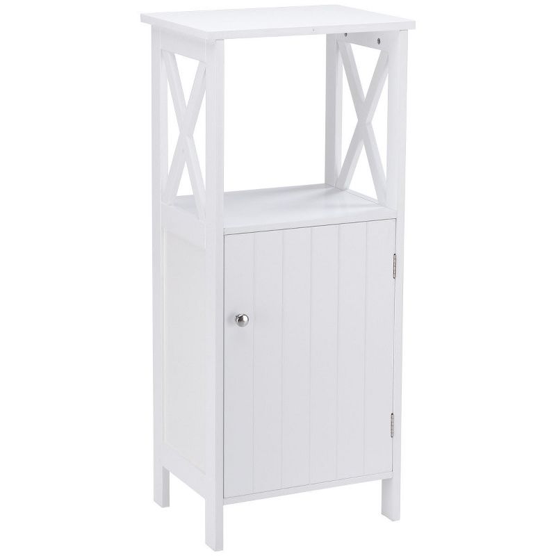 Costway Floor Cabinet Bathroom Organizer Floor Towels Storage Cabinet Single Door