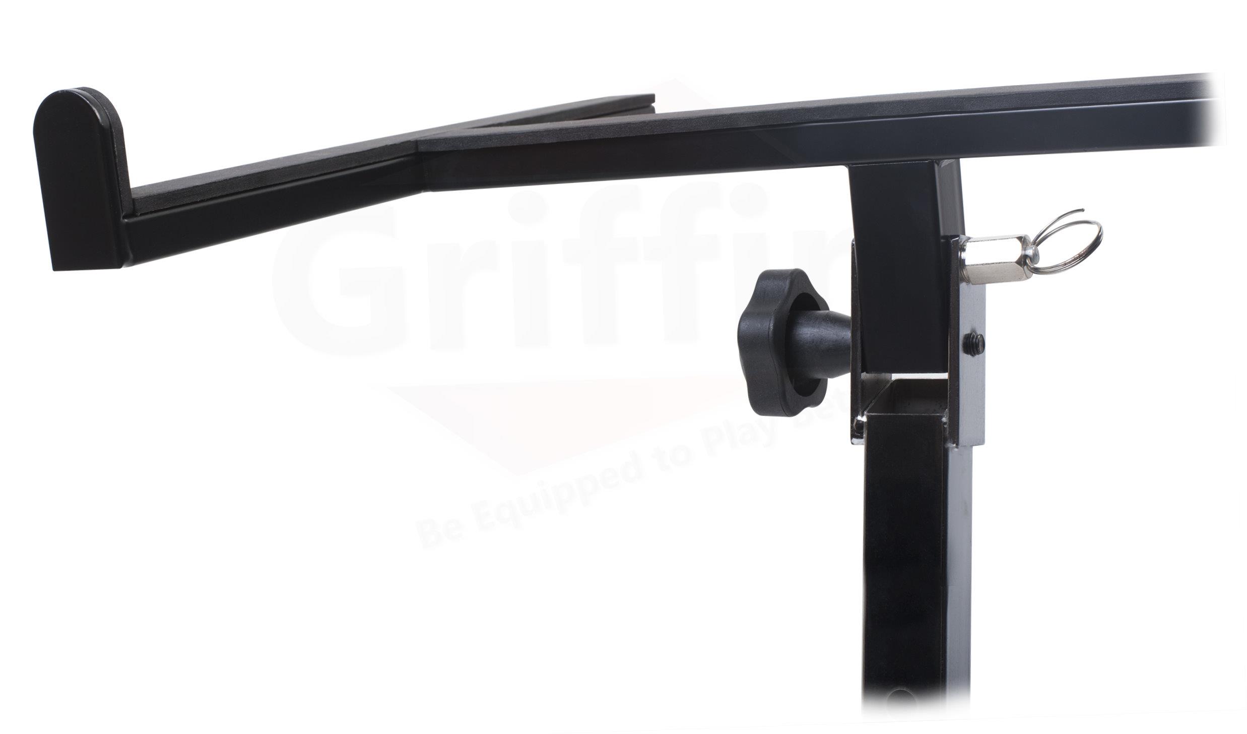 mobile studio mixer stand dj cart by griffin | rolling standing rack on casters with adjustable height|portable turntable | protect your digital audio gear and music equipment|heavy duty construction