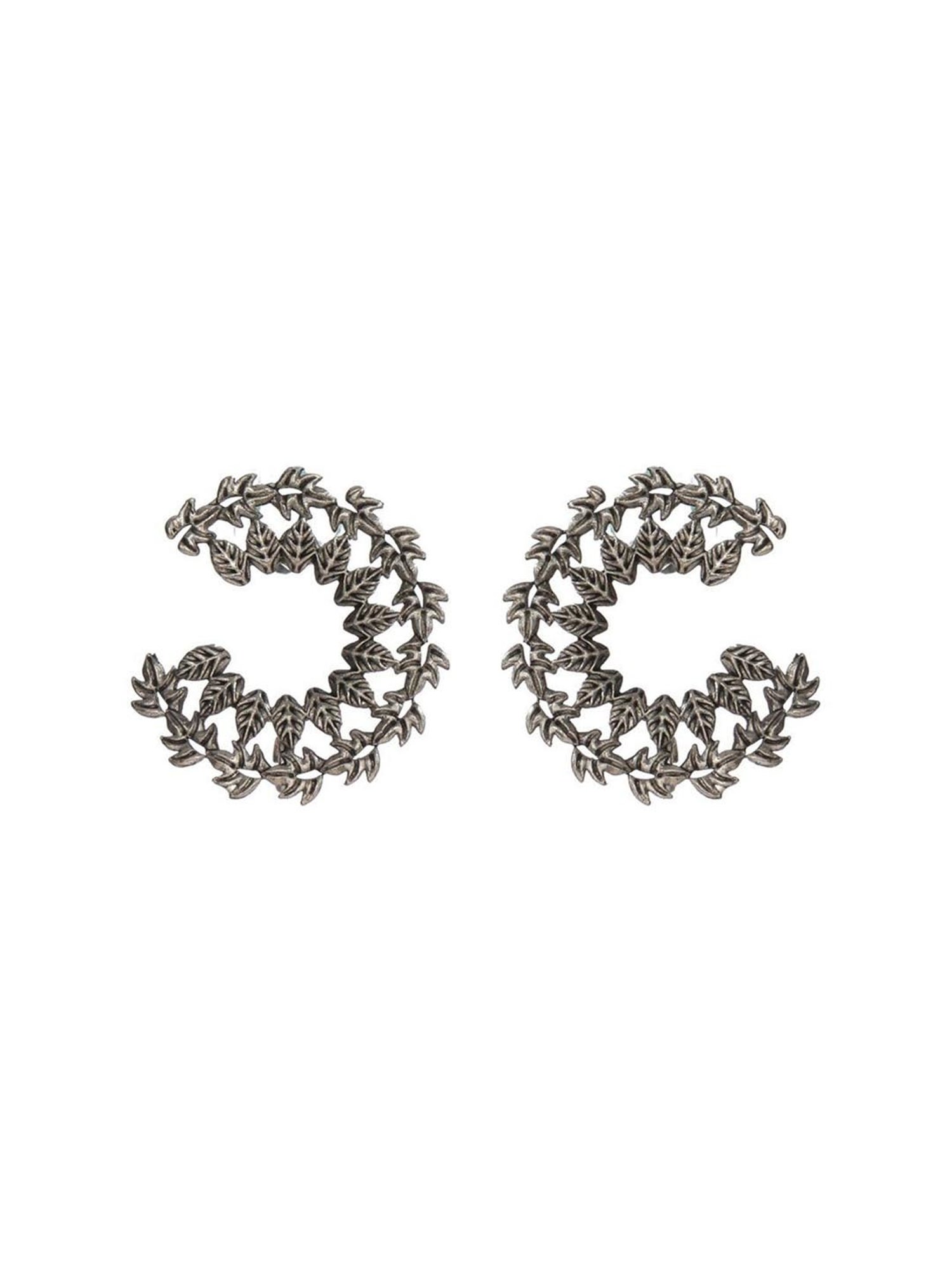 Priyaasi Floral Golden & Silver Stud Earrings