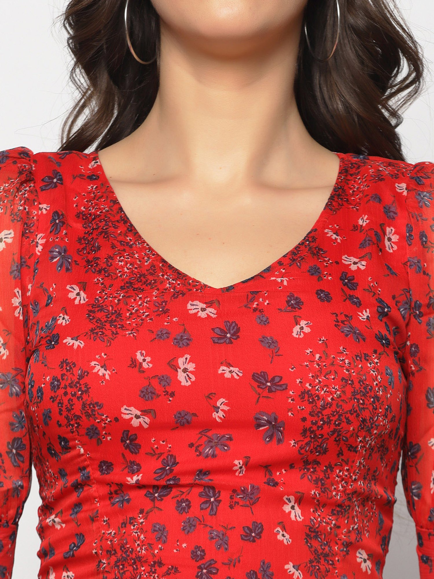 Sera Red Printed Crop Top