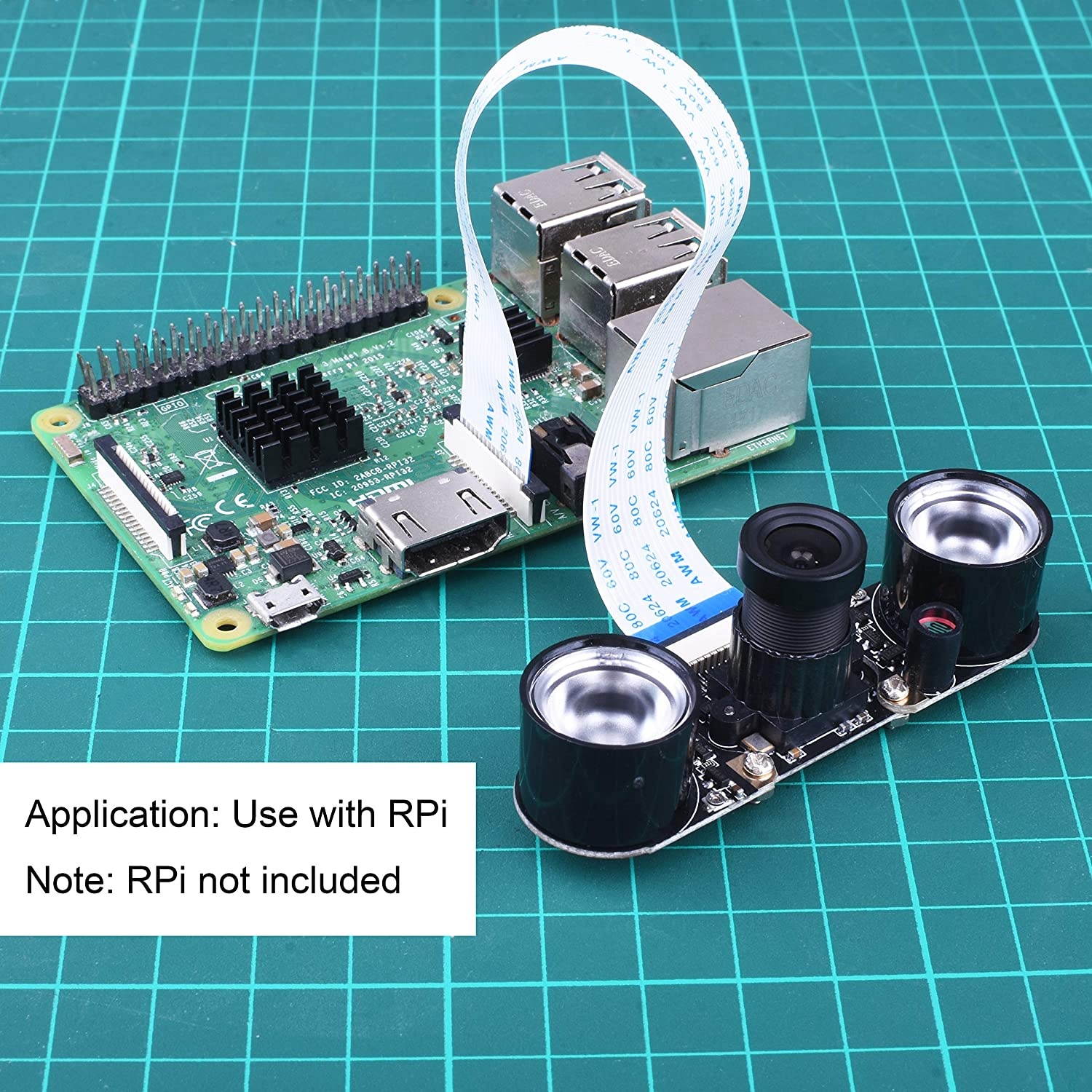 Kuman Raspberry Pi Camera Module 5MP 1080P Ov5647 Sensor HD Video Webcam Supports Night Vision SC15, Black