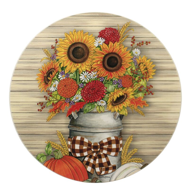 Home & Garden 12.0" Sunflower Milk Can Stepping Sto Autumn Flowers Pumpkins Custom Decor  -  Stepping Stones And Pathways