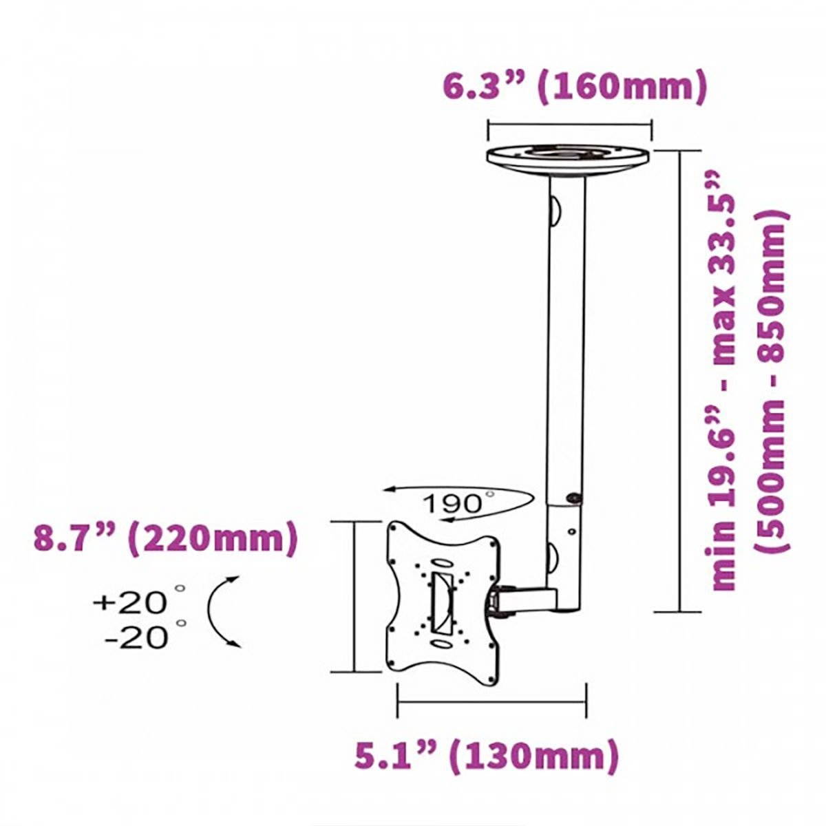 Impact Mounts
Ceiling Mount for TV sizes 14-37" (Model IMLCD504A)