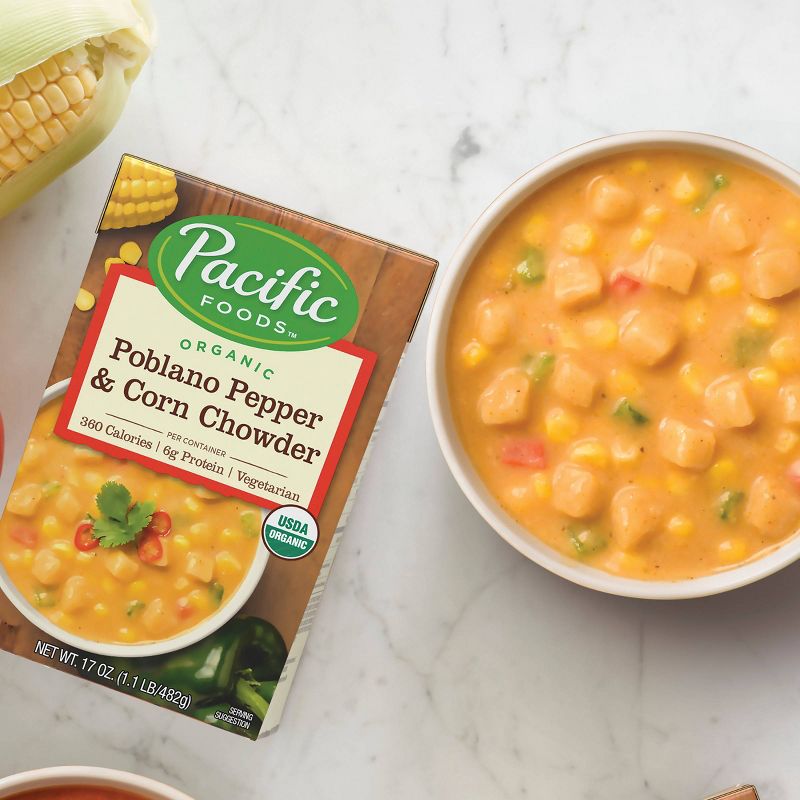 Pacific Organic Poblano Pepper Corn Chowder Soup - 17oz