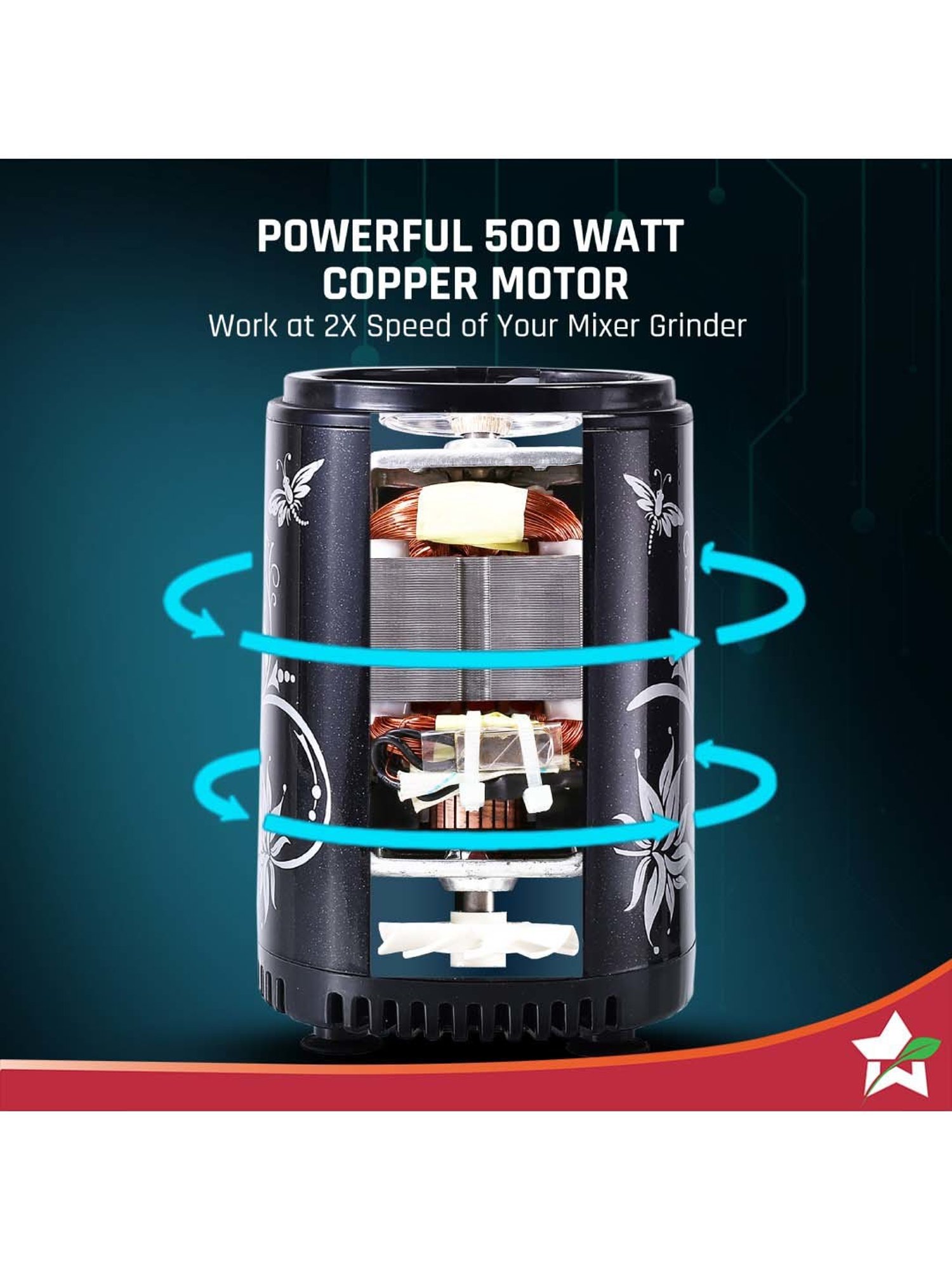 Wonderchef Nutri Blend Smart 500W, 22000 RPM with 3 Jars & Dual Pulse 2-Yr Warranty,Black