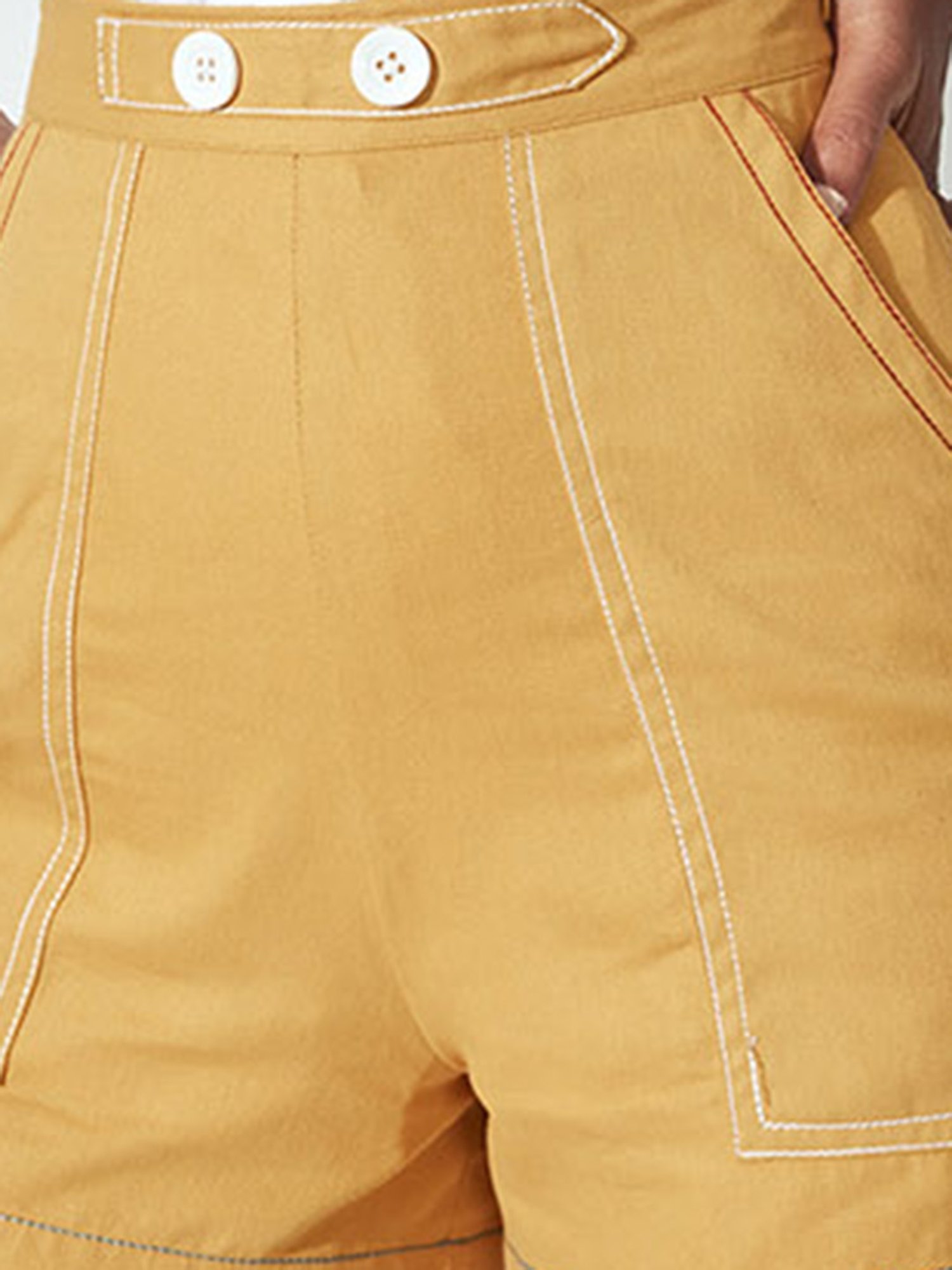 The Label Life Mustard Cotton Relaxed Fit Shorts