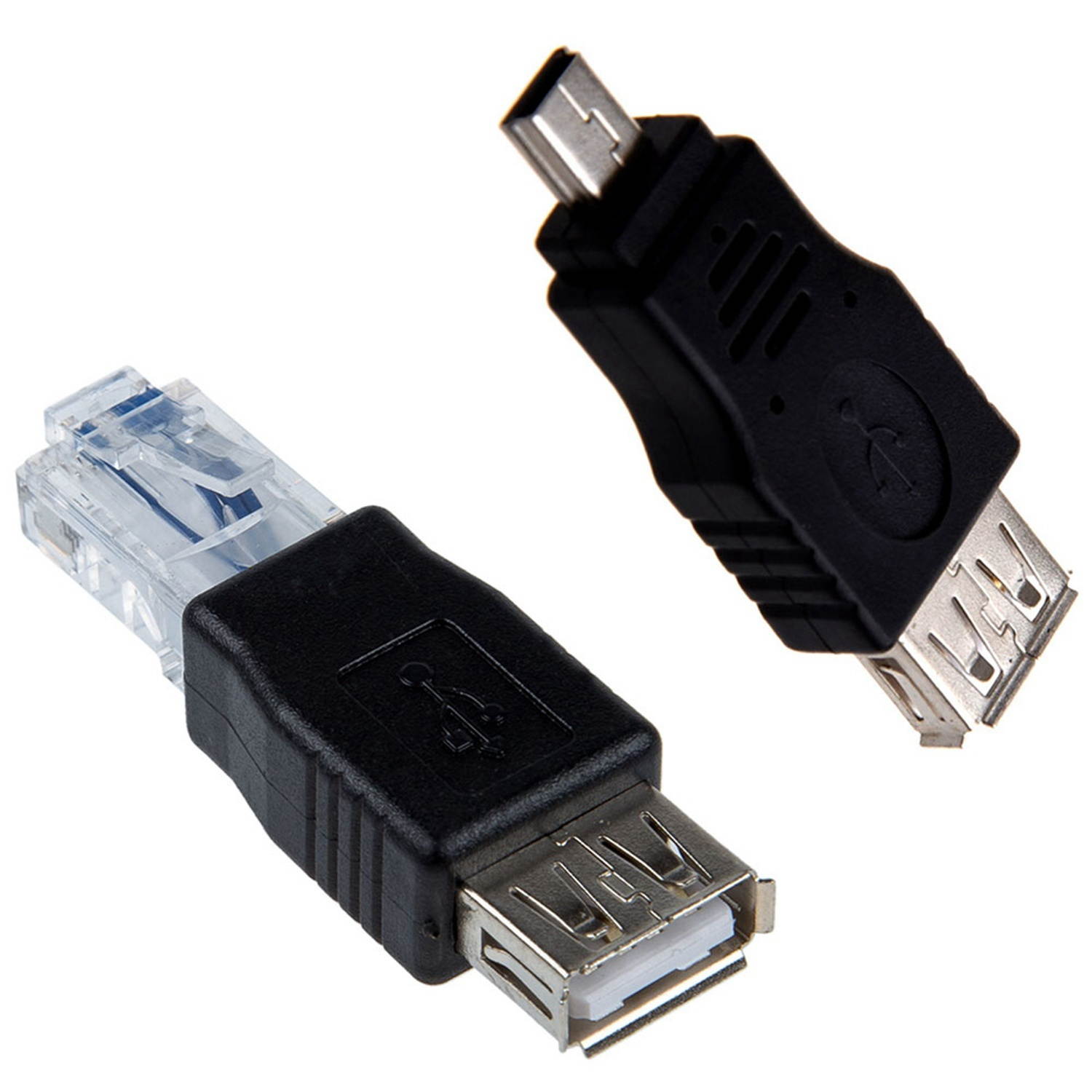 1 Pcs USB a Female to Mini USB B 5 Pin Male Adapter & 1 Pcs Female USB a to Male Ethernet RJ45 Plug Adapter