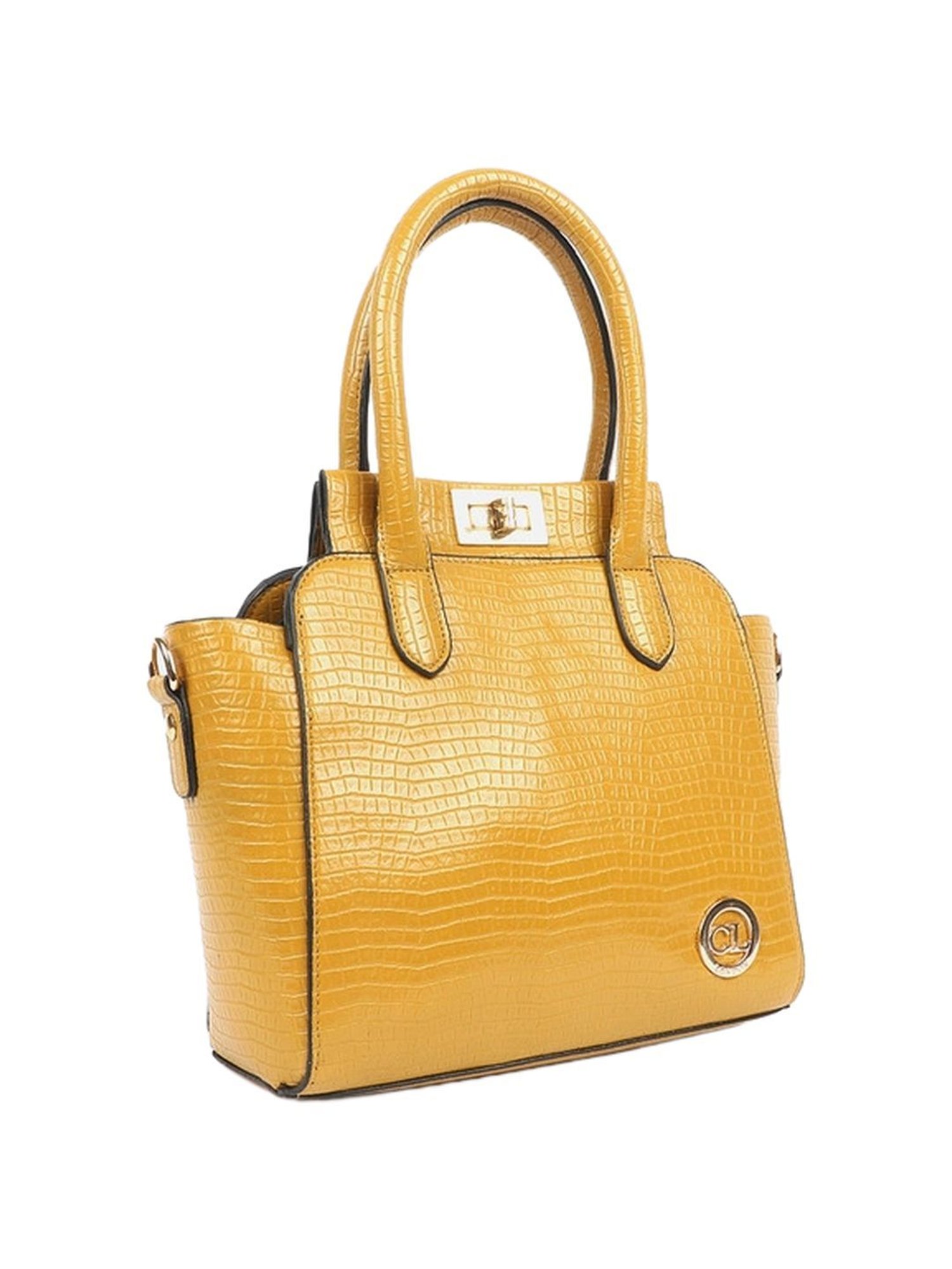 Carlton London Mustard Textured Medium Handbag
