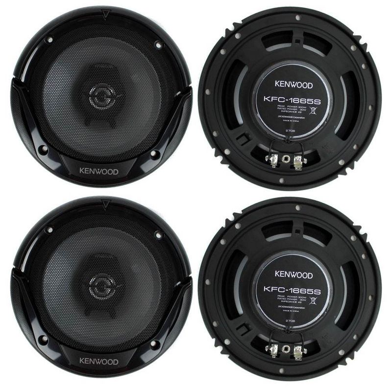 Kenwood KFC-1666S 6.5 Inch 300 Watt 2-Way Car Audio Door Coaxial Speakers (4)