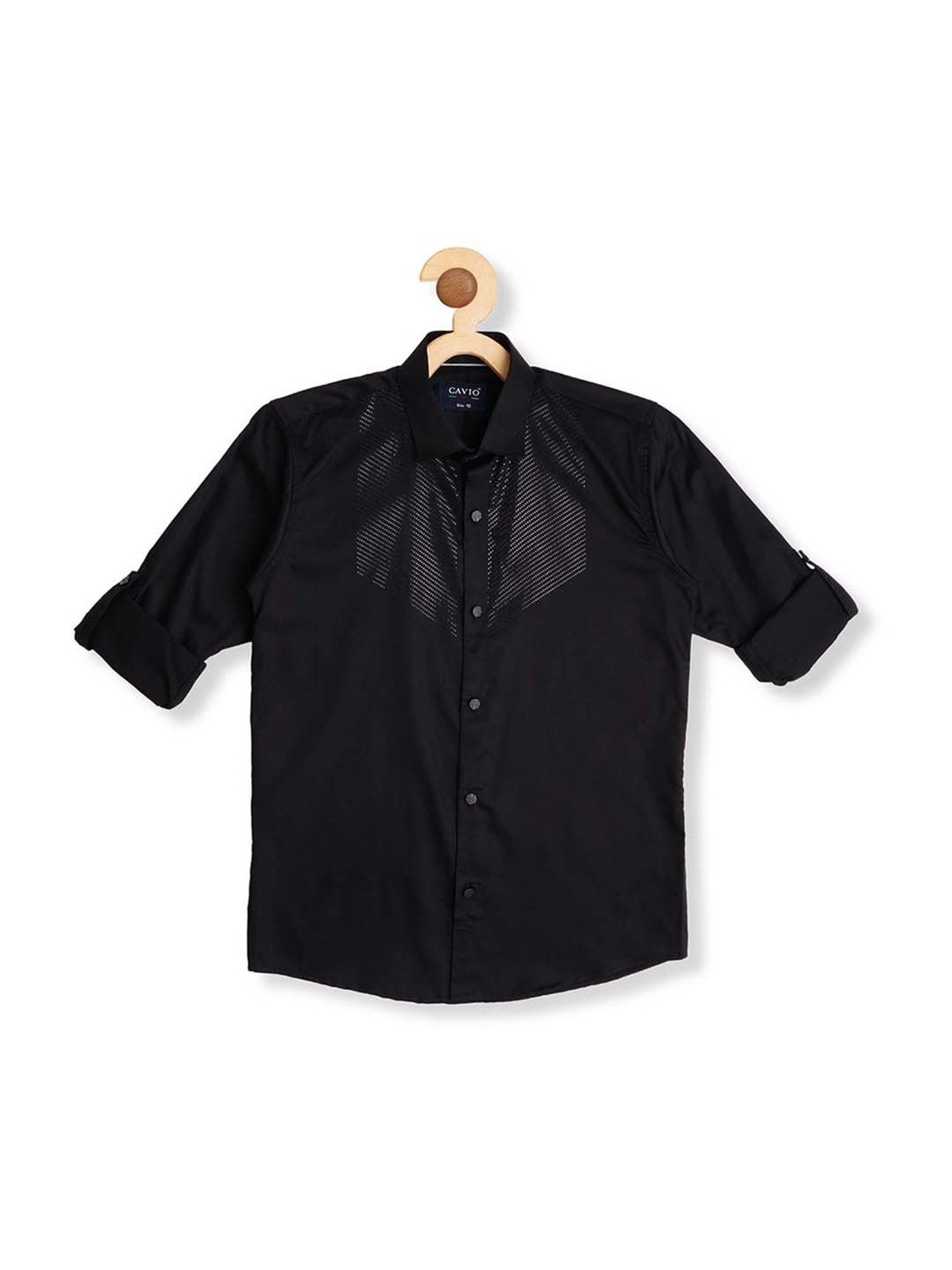 Cavio Kids Black Cotton Sequence Shirt