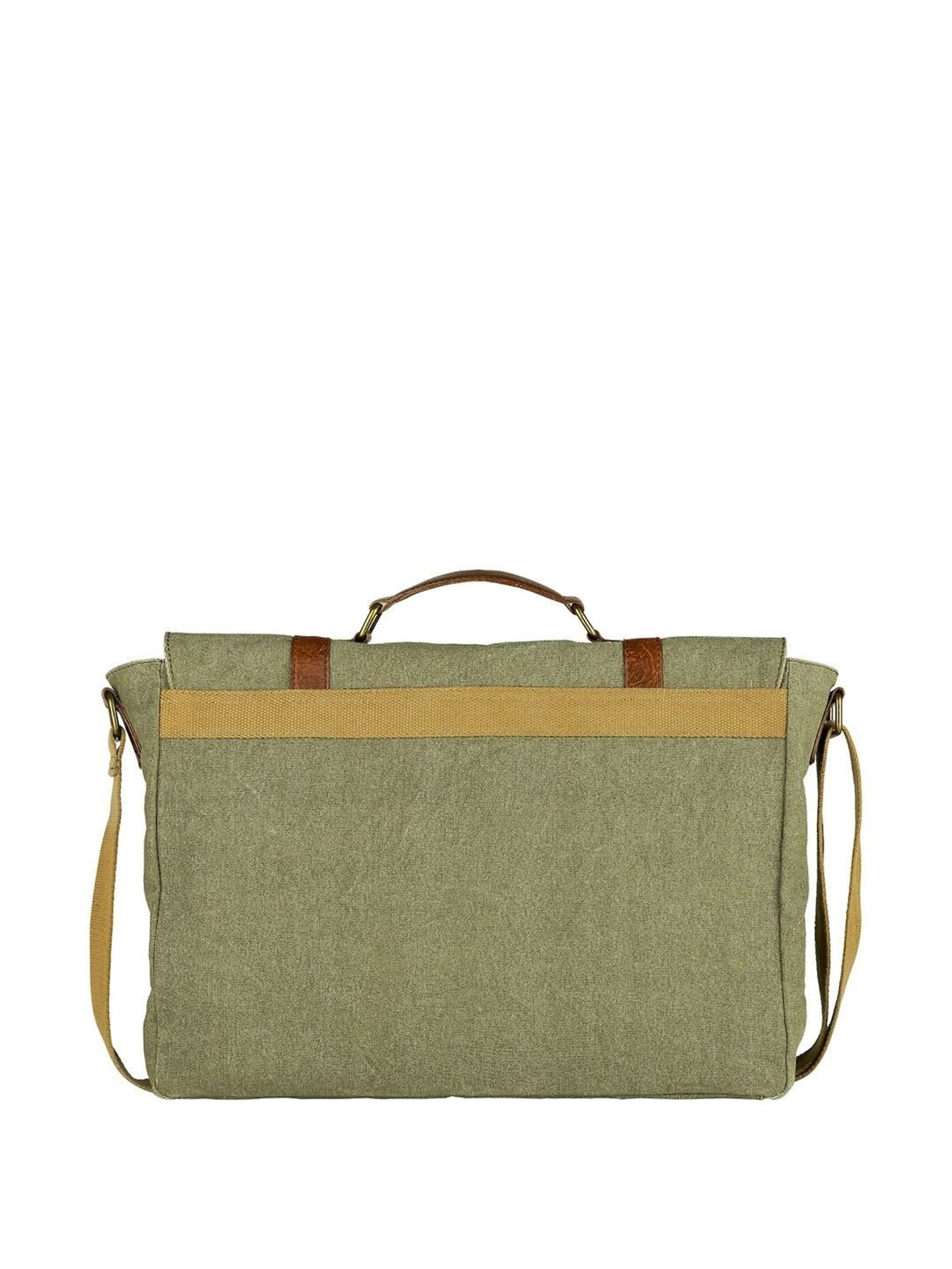 Mona B Green Canvas Large Messenger Bag