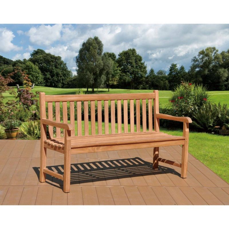 Teak Heritage Outdoor Two Seater Bench - Natural Finish - Courtyard Casual