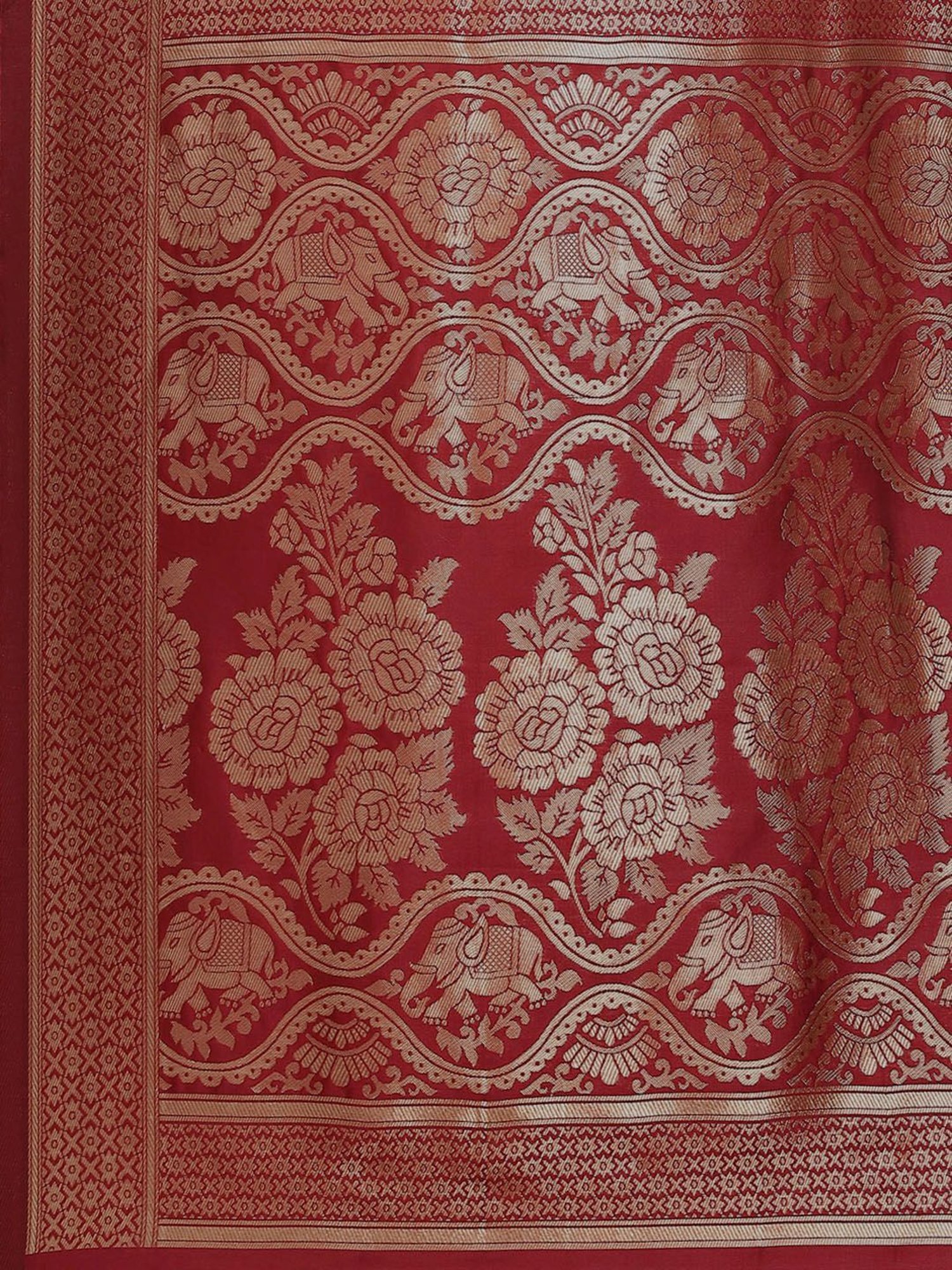 KSUT Maroon Silk Woven Saree With Unstitched Blouse