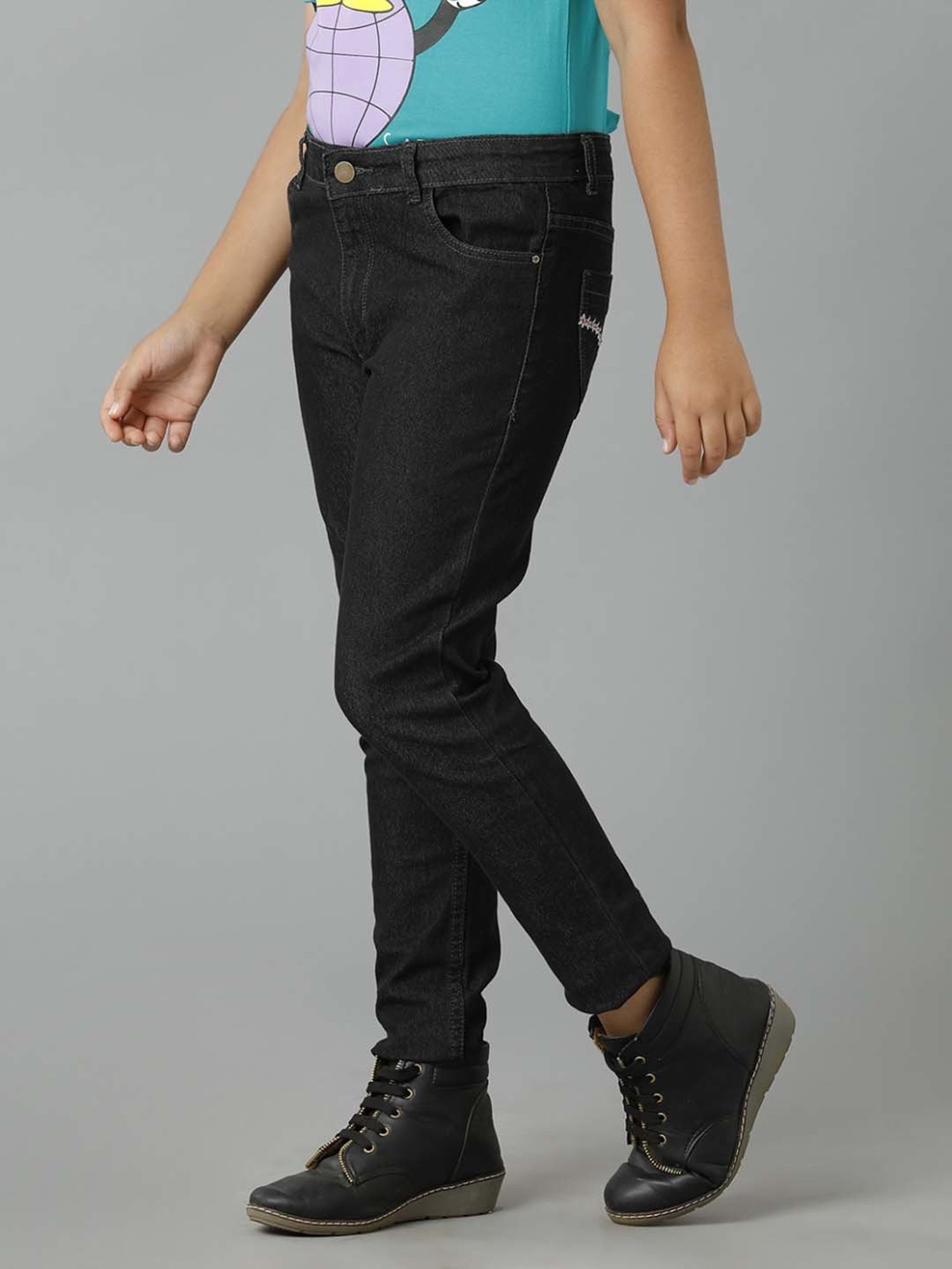 Under Fourteen Only Girls Grey Regular Fit Jeans