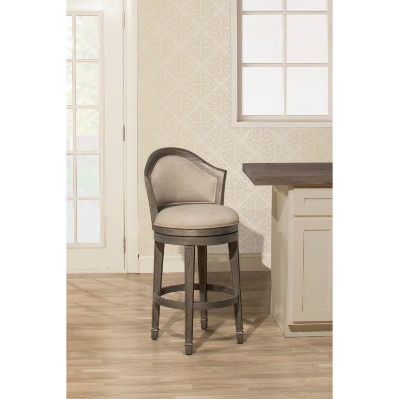 36" Monae Swivel Barstool Distressed Dark Gray/Woven Gray - Hillsdale Furniture