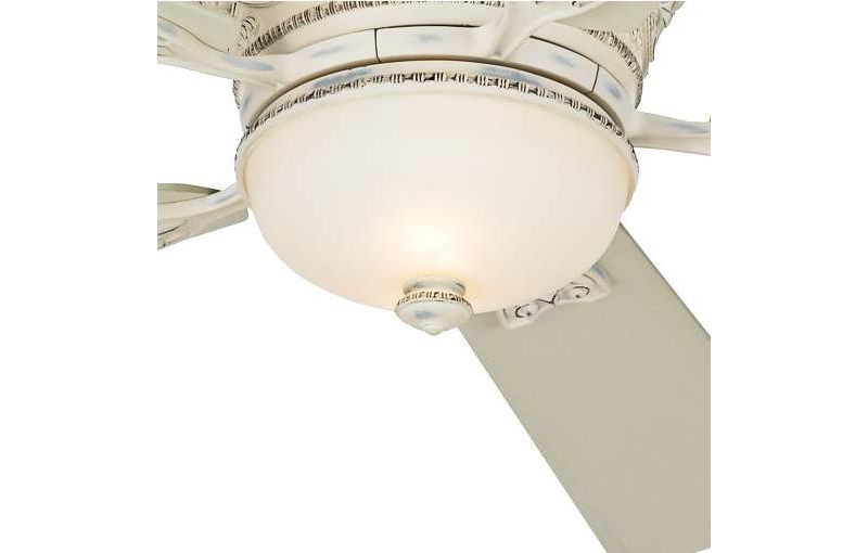 52" Casa Vieja French Hugger Ceiling Fan with Light LED Dimmable Remote Rubbed White Frosted Glass for Living Room Kitchen Bedroom