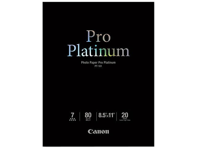 Canon USA 2768B022 Photo Paper Pro Platinum, 80 lbs., Glossy, 8 1/2 x 11, 20 Sheets/Pack