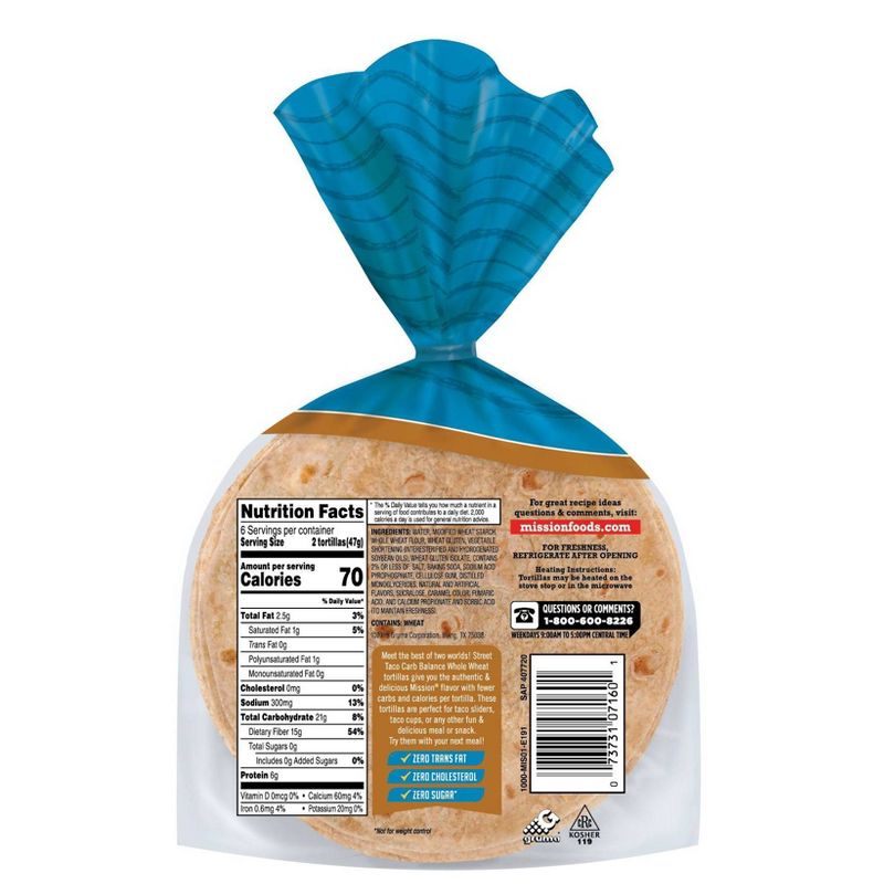 Mission Street Tacos Carb Balance Whole Wheat Tacos - 10oz/12ct