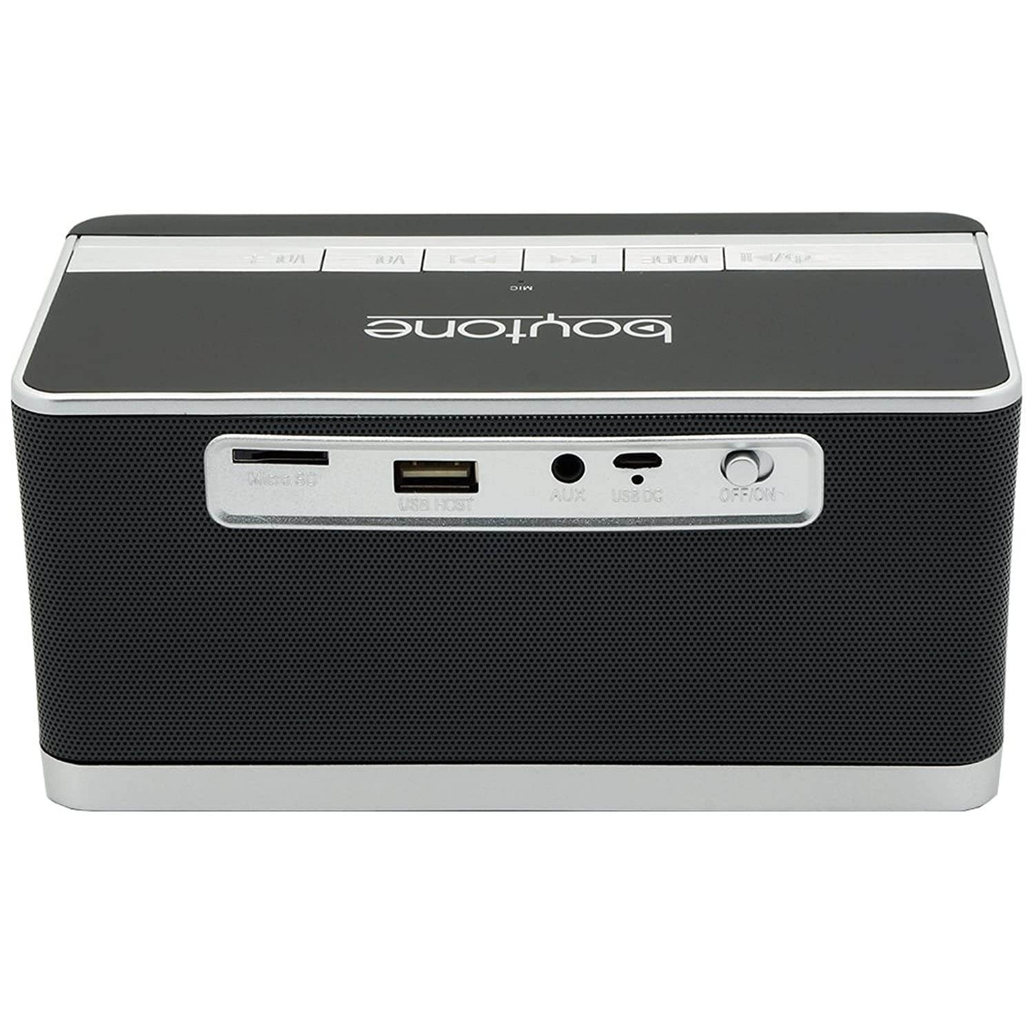 Boytone BT-86C Bluetooth 4.1 Portable Alarm Clock Radio Wireless Speaker, Digital FM Tuning Built&ndash;in 8 Hours Play Rechargeable Battery, Mic, Large LED Display, USB, Micro SD Slot, AUX, 110/220 Volt